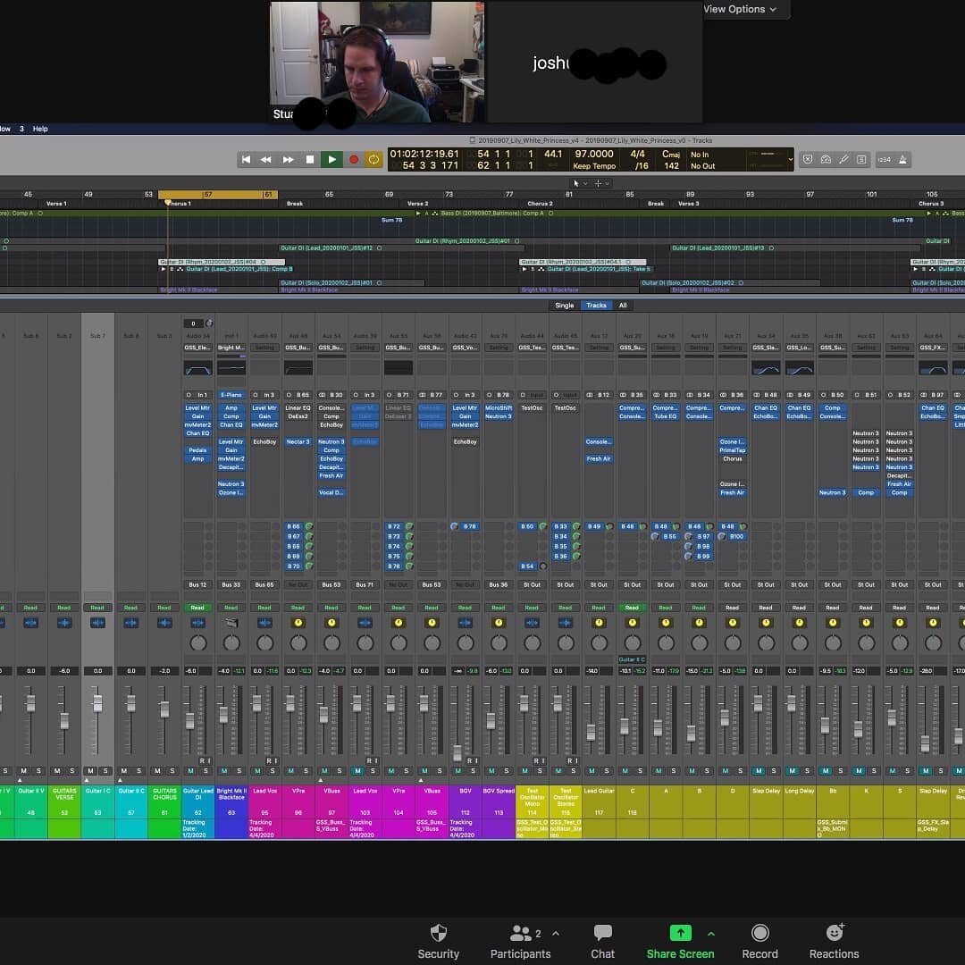 Wednesday night remote mixing session! Working on getting the next tune 'Lily White Princess' to you ASAP!
.
.
.
#zoom #remotemixing #audioengineering #newmusic #logicpro #wednesdaynight #indiemusic #indie