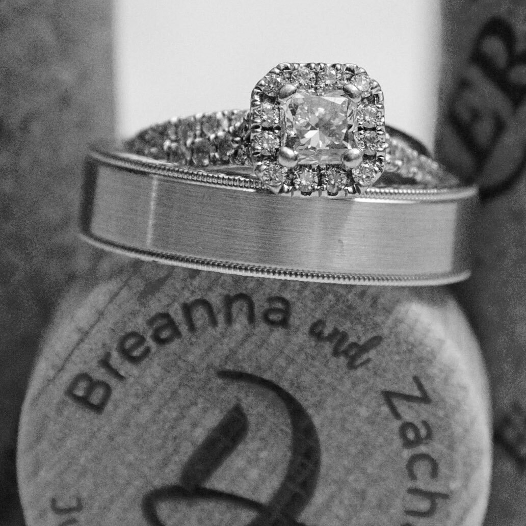 &ldquo;This circle will now seal the vows of this marriage and will symbolize the purity and endlessness of their love&rdquo; |  Her Rings by @heartsonfireco  His Ring by @bleuroyalerings |  #BreHitTheZachpot #Wedding #WeddingRings #WeddingBands #Wed