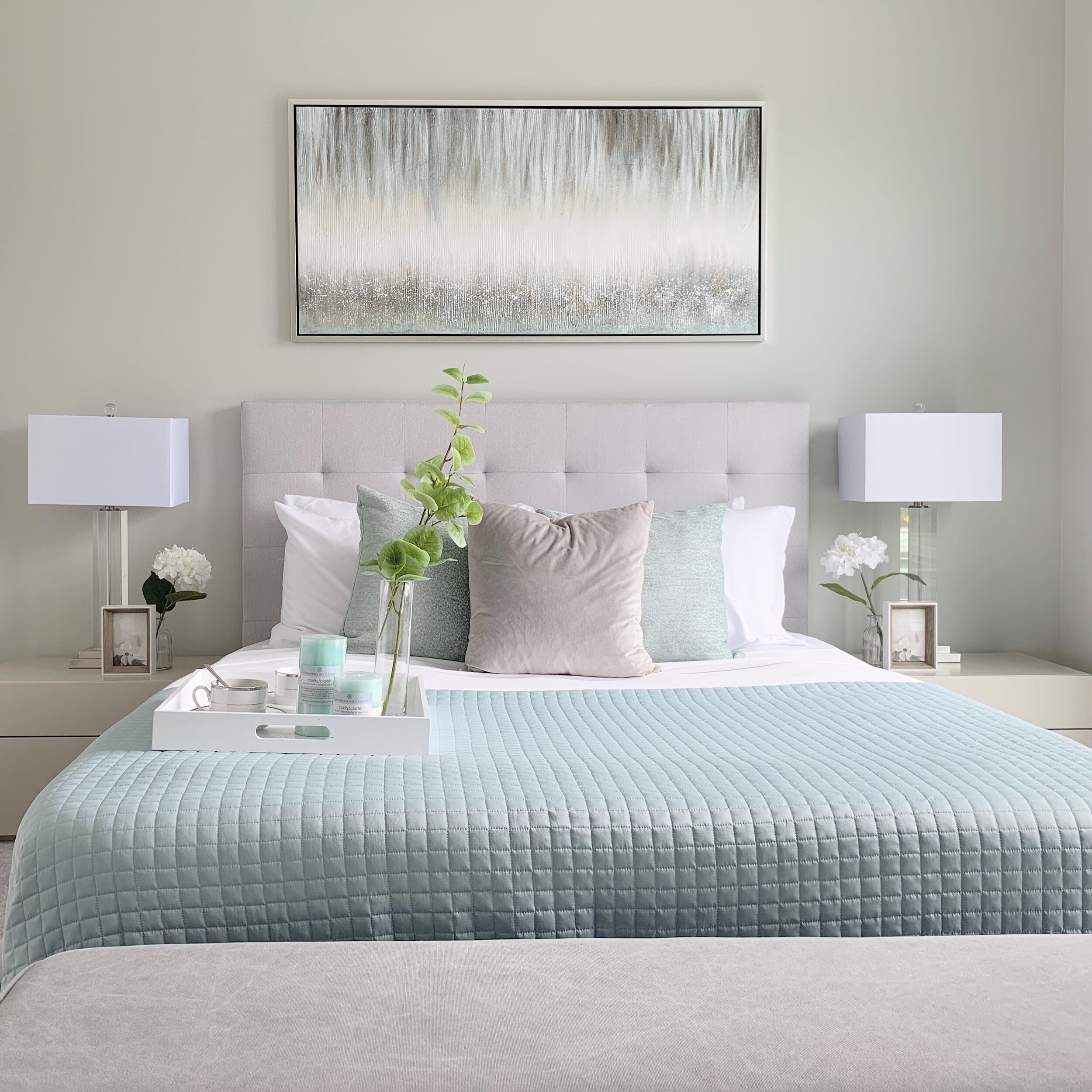 This bedroom we staged instantly feels clean and updated with a fresh coat of neutral paint.