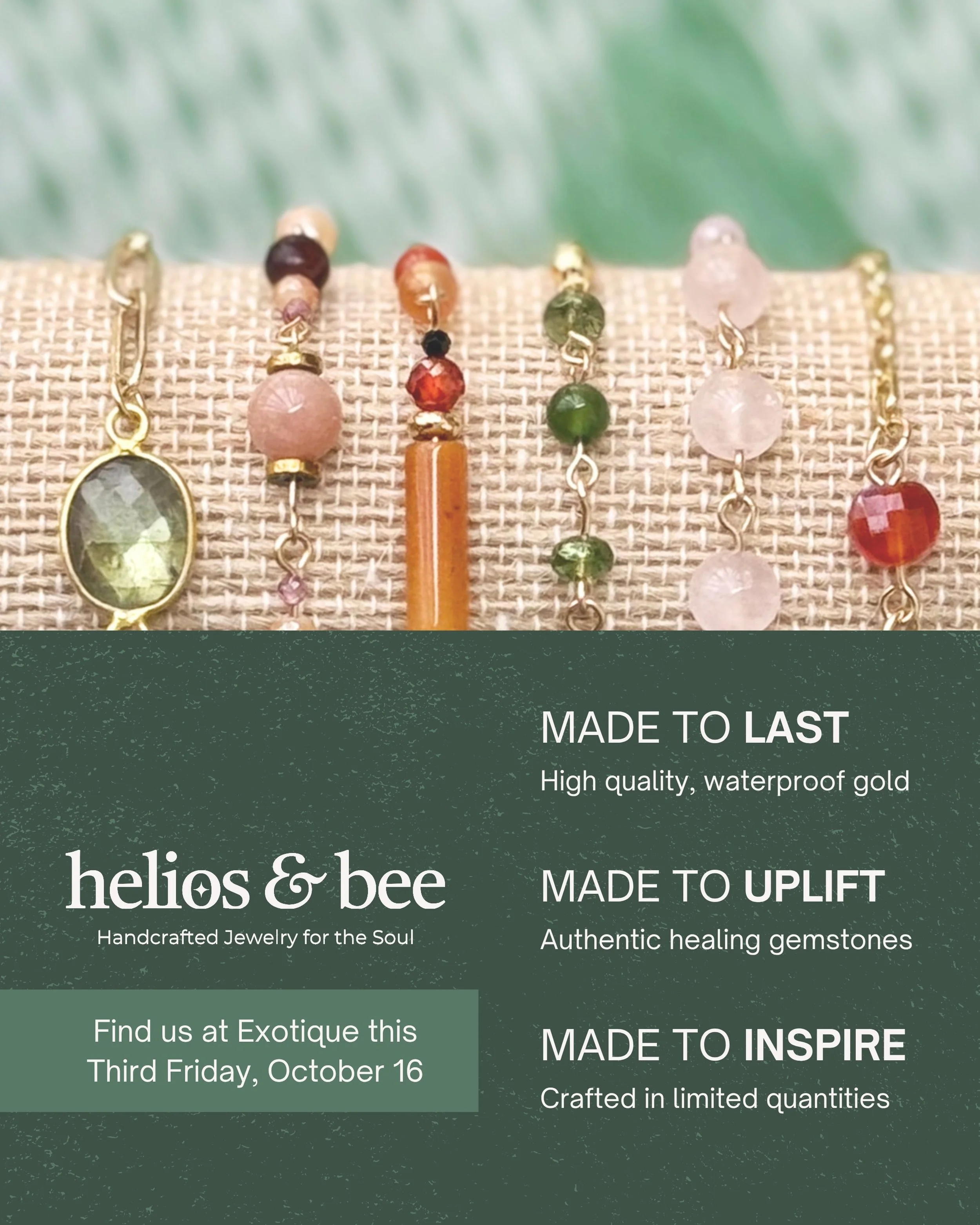 Come shop with us @exotiquedurham this Third Friday, October 16th!

&mdash;&mdash;&mdash;&mdash;&mdash;&mdash;
jewelry design, handmade jewelry, beaded bracelets, healing crystals, small business, black owned business
#handmadejewelry #beadedbracelet
