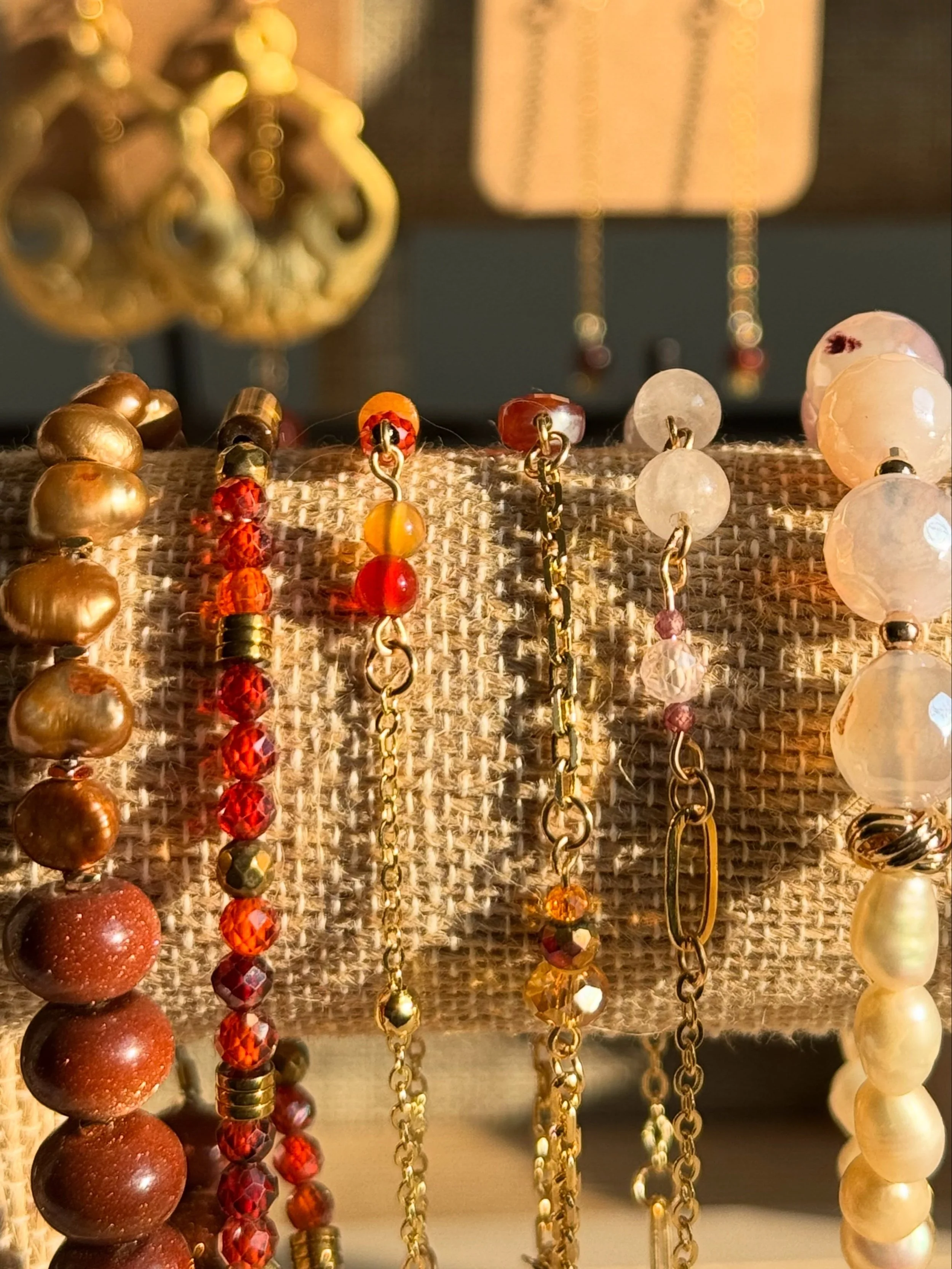 My autumn camera roll as a jewelry designer, featuring some glowy shots from a sunny morning 🍂 

&mdash;&mdash;&mdash;&mdash;&mdash;&mdash;
jewelry design, handmade jewelry, beaded bracelets, healing crystals, small business, black owned business #h