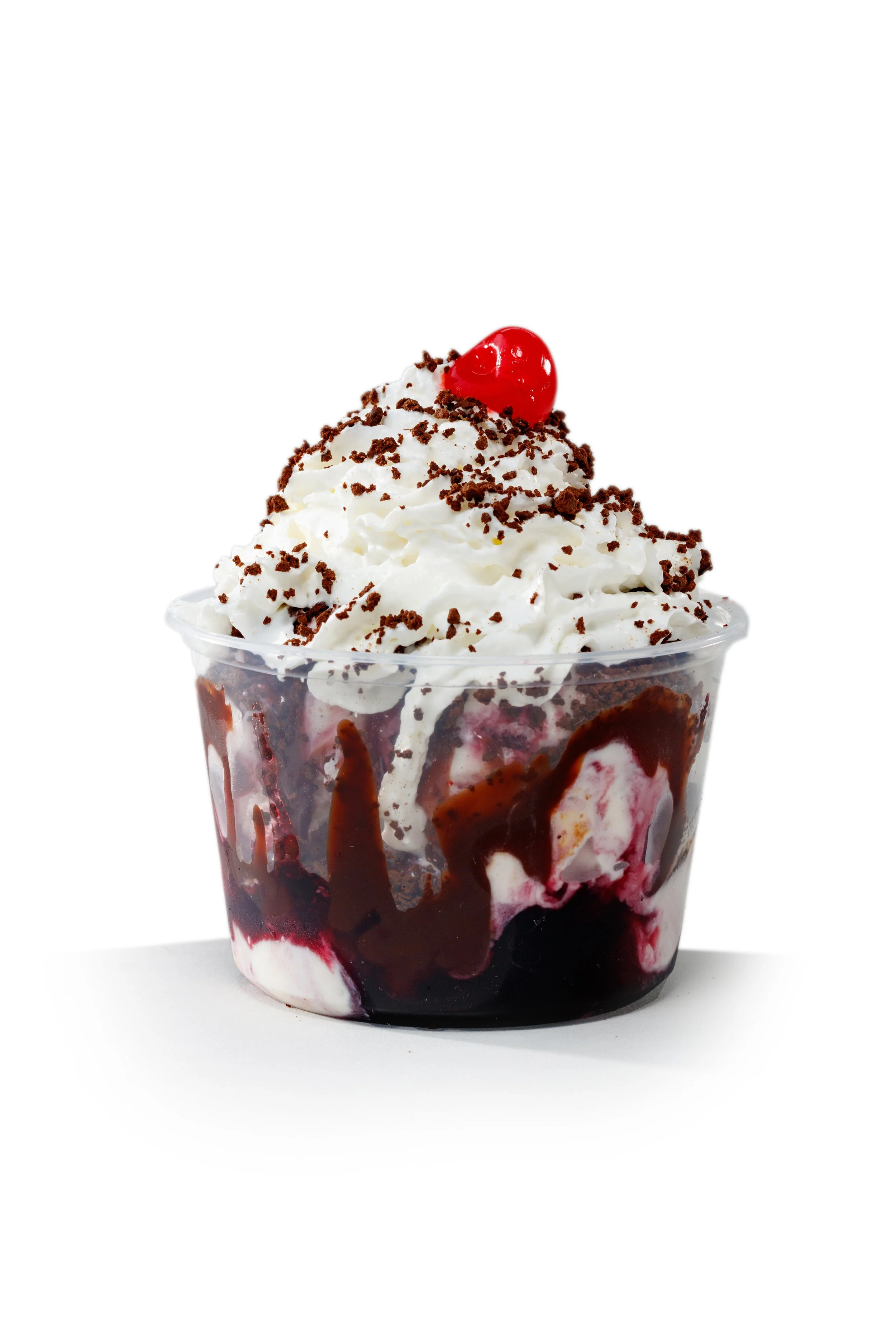 THE VERY BLUEBERRY! Blueberry cheesecake ice cream topped with blueberry sauce, hot fudge, cookie crunch, whipped cream and a cherry!