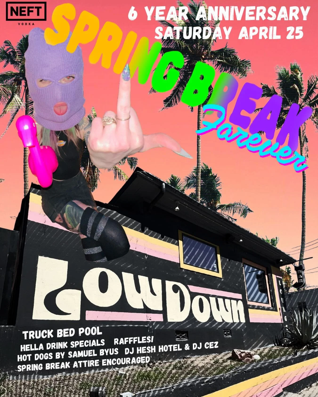 okay for real this time LOW DOWN 6th ANNIVERSARY PARTY!!!! Join us for:
🔫 A DIP IN OUR TRUCK BED POOL (literally the truck bed from Allen&rsquo;s truck on the patio)
✨ GRILLED HOTS DOGS BY THE LEGEND SAMUEL BYUS
🍹 drank specials duuuhhh
🫠 @hesh_ho
