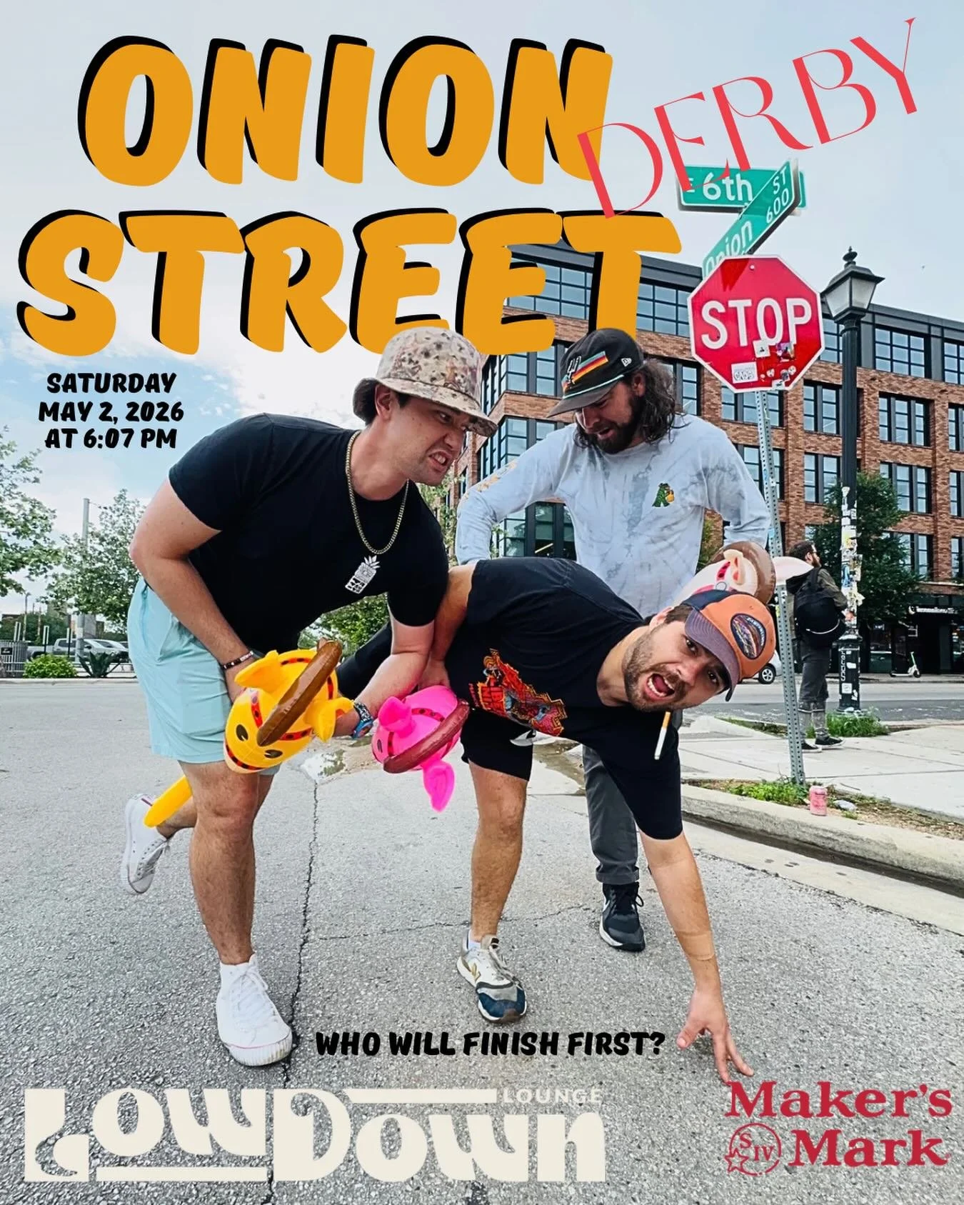 Think Kentucky Derby but on Onion Street from E 7th to E 6th and it&rsquo;s you and your buds on inflatable horses &mdash; because that&rsquo;s exactly what it&rsquo;s gonna be. 

✨Actual Kentucky Derby is Saturday, May 2 at 5:57pm. 
🏇🏽Sign up day 
