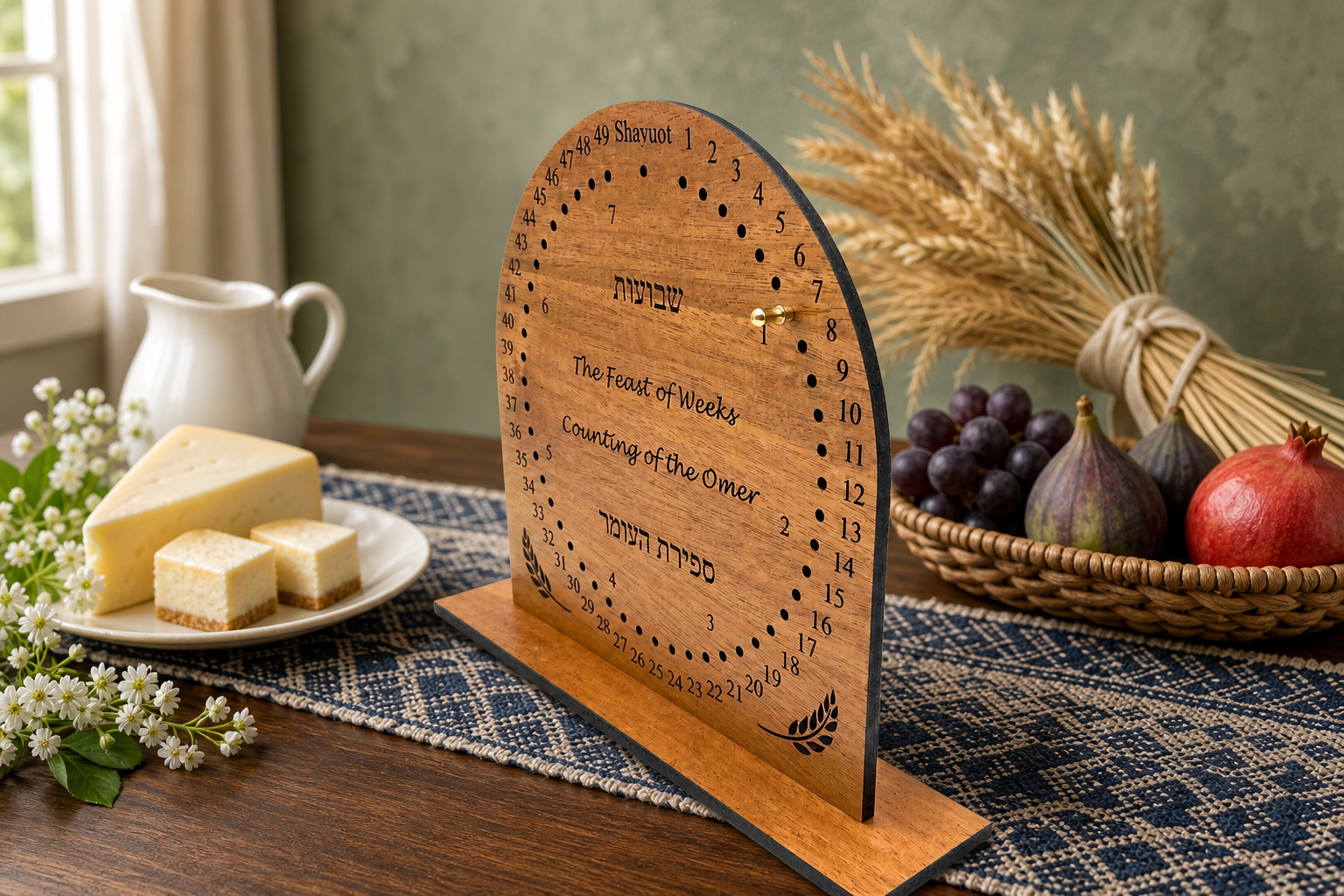 Laser Cut Omer Counter - Shavuot Theme.png