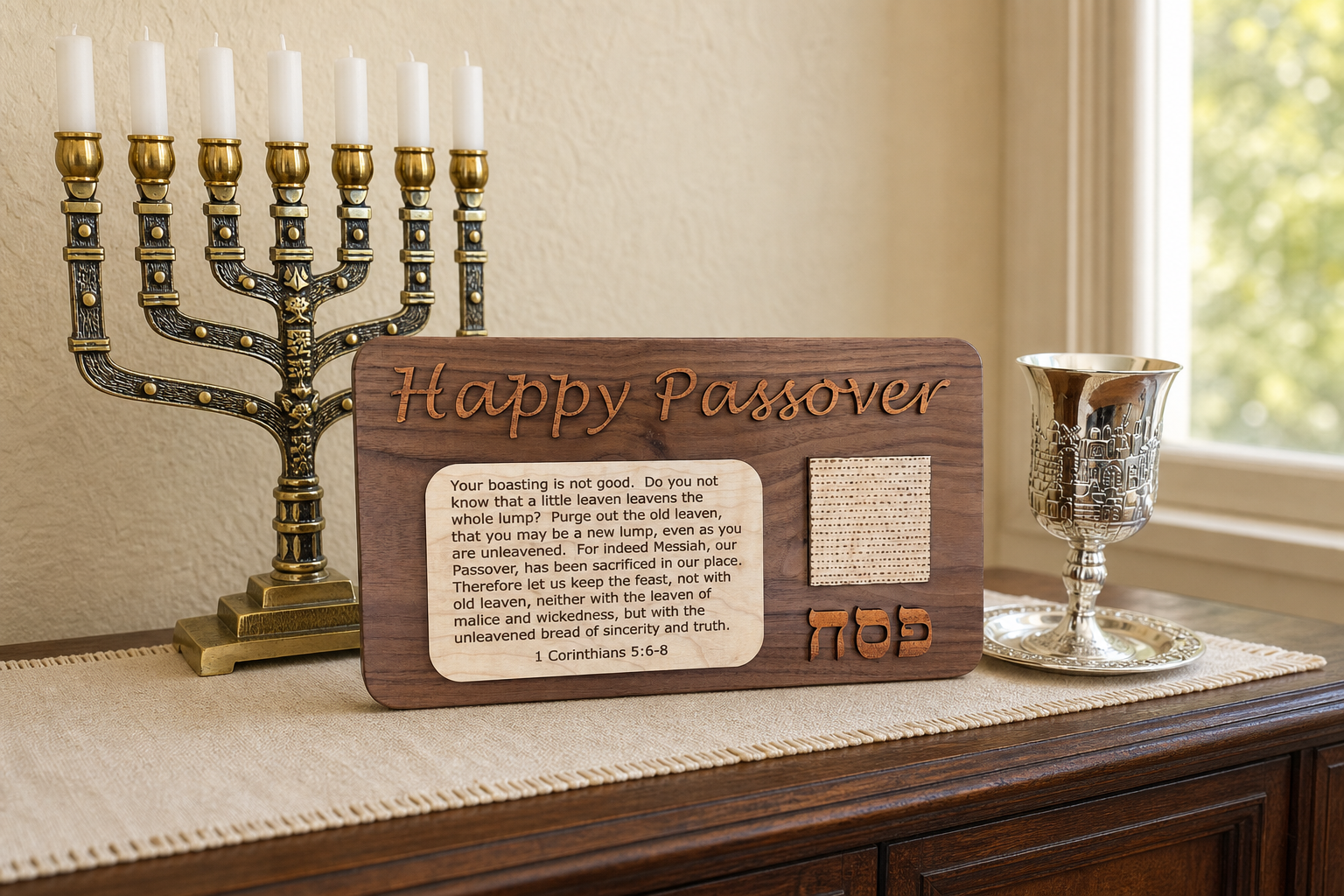 Happy Passover Plaque on Table.png