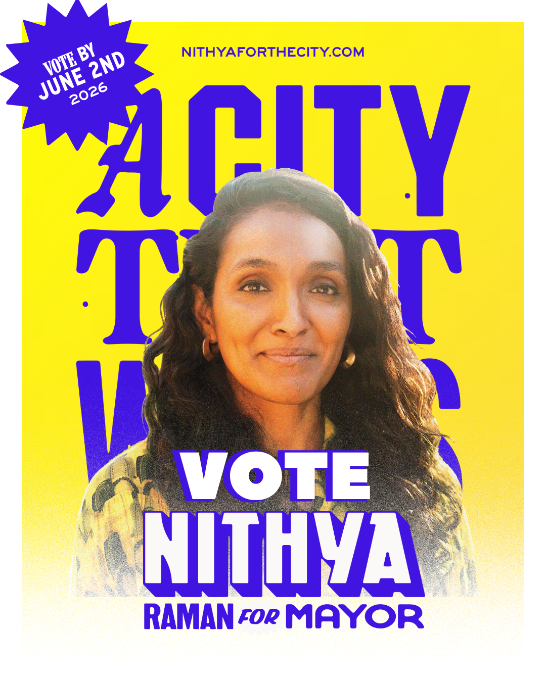 Vote Nithya Raman for Mayor (Post) Yellow.png