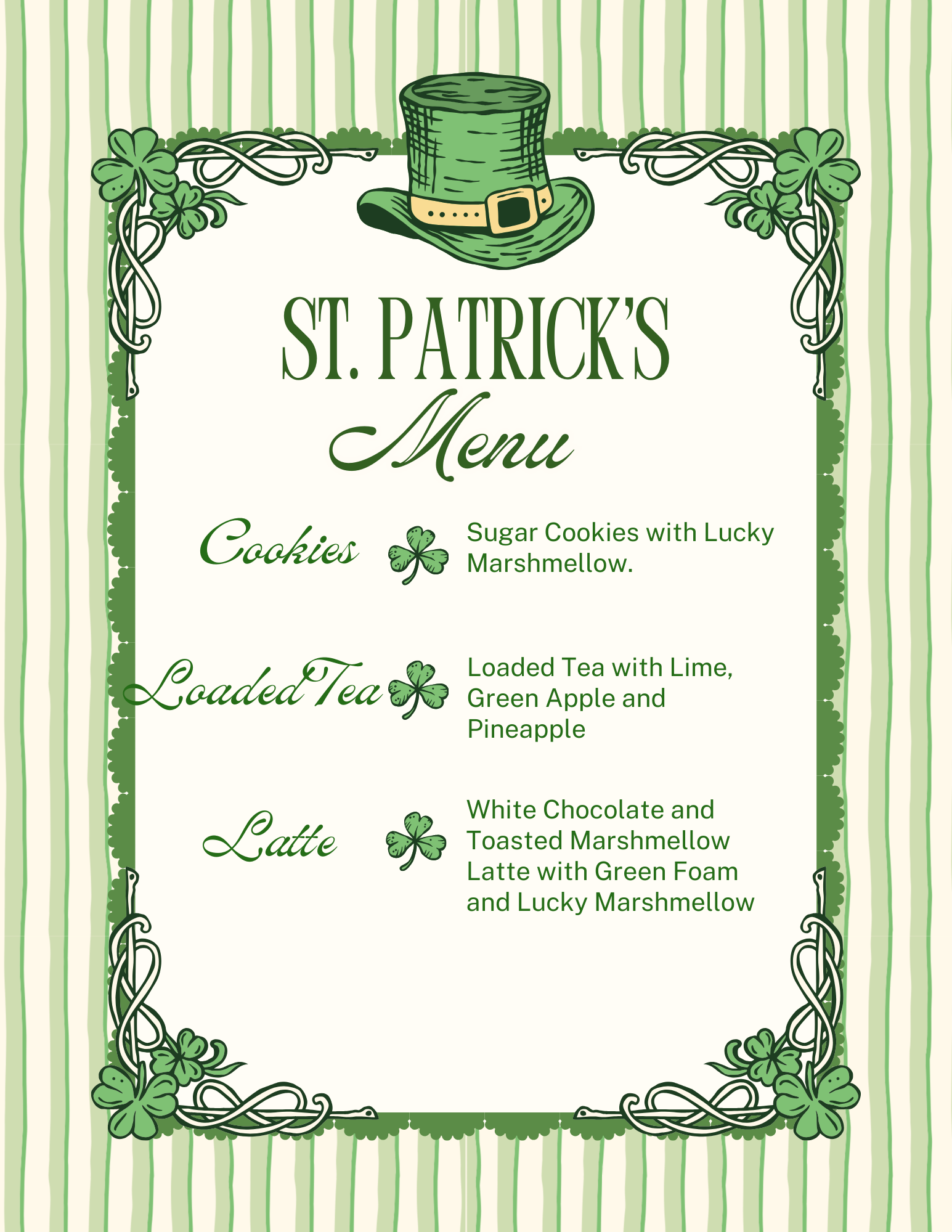 Lucky Menu ST. PATRICK'S DAY ONLY