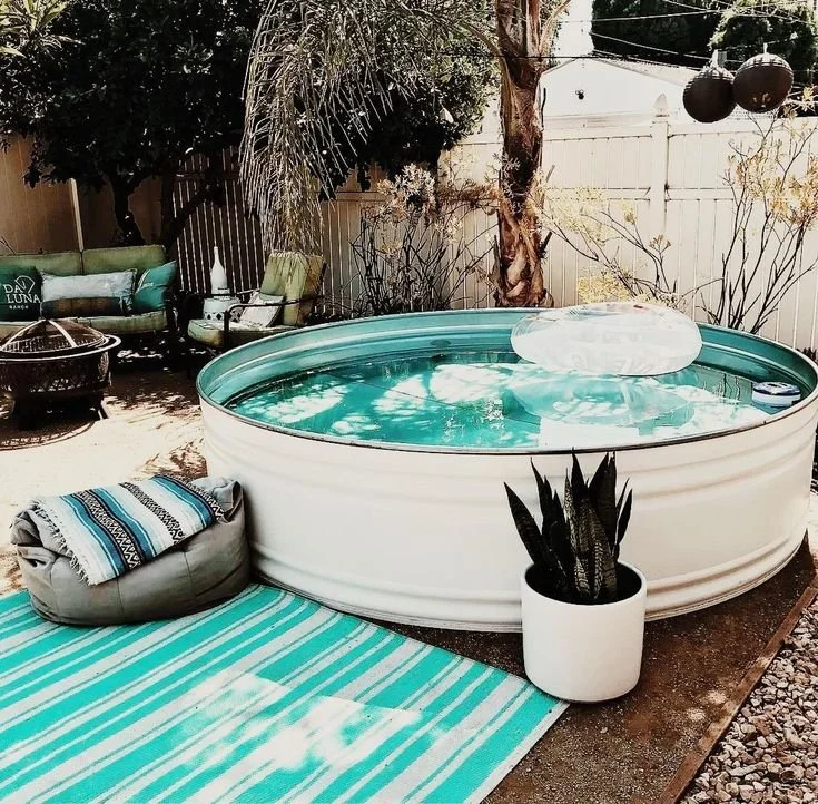 White Stock Tank Pool via Tipsy Tank