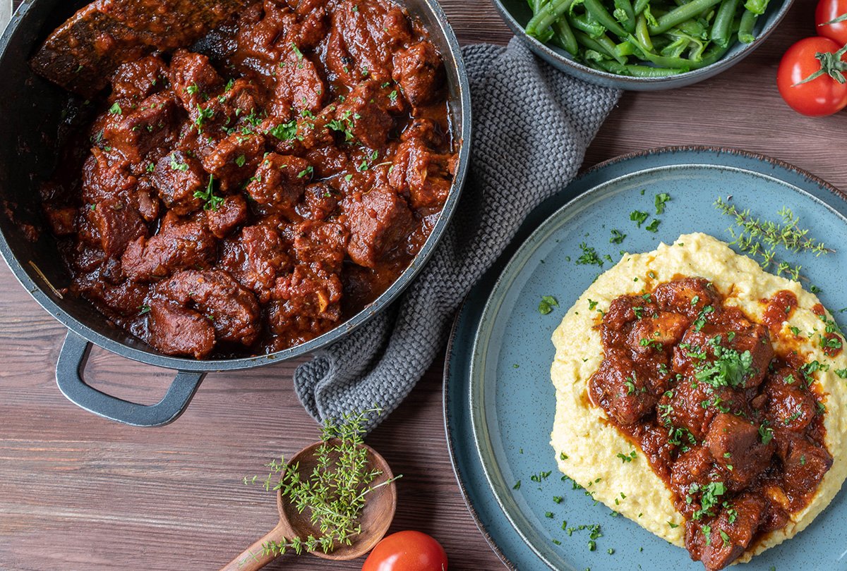 Pork & Fennel Sausage Ragu with Cheesy Polenta