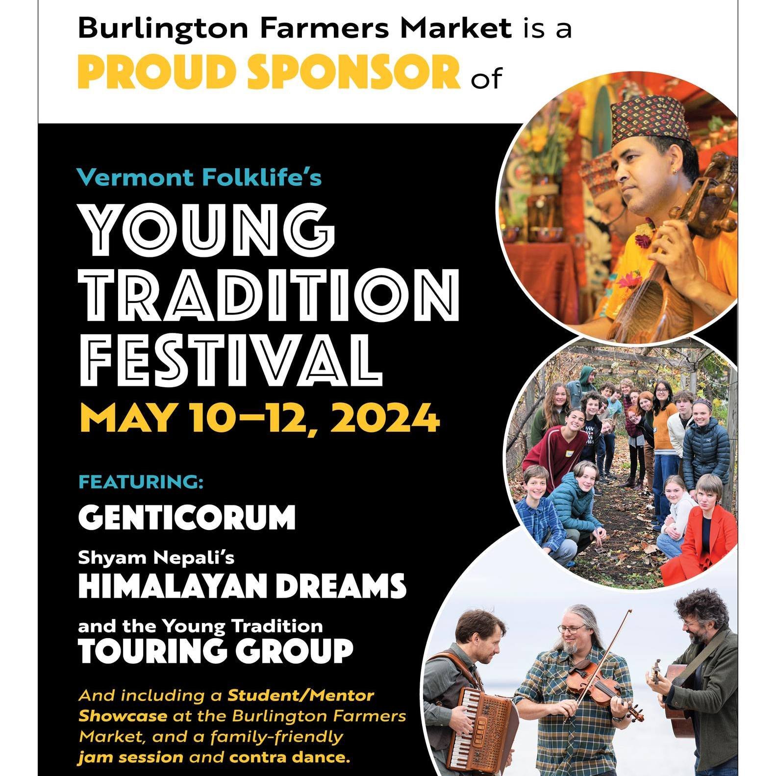 A Burlington Farmers Market first, we are proud to sponsor @vermontfolklife's Young Tradition Festival. This opening day (May 11th, 9am-2pm, 345 Pine St) we will be joined by a young musicians, dancers, and their teachers for a student/mentor showcas