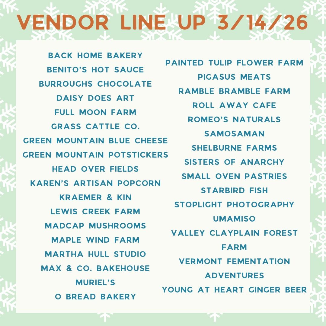 Join us for another Winter Burlington Farmers Market tomorrow! 🌱

📅 Saturday, March 14
⏰ 10 AM &ndash; 1 PM
📍 Lumiere Hall at Burlington Beer Company (180 Flynn Ave)

🎨 Join the @cvoeo_vt  Community Art Project with @happyfantasticdesigns 

For o