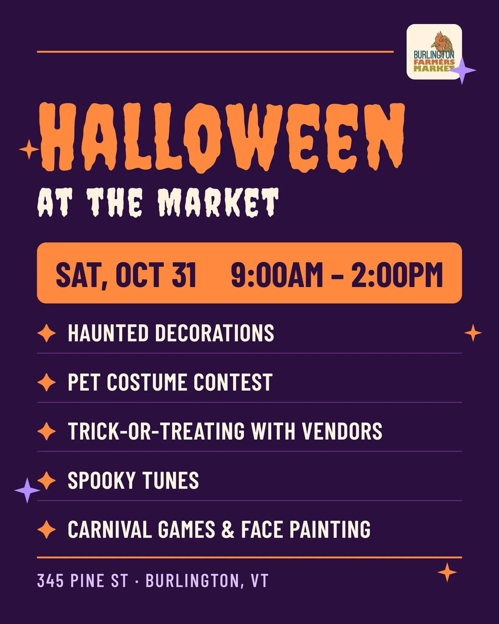 🎃 Just TWO markets left of the season! Come and see us this Saturday from 9am-2pm at 345 Pine St, and then mark your calendars for the final market of the season on October 31st. We'll be closing out with some haunted halloween fun and we'd love for