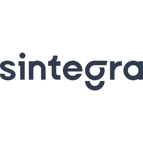 Logo de Sintegra en noir et blanc avec le nom de la société.