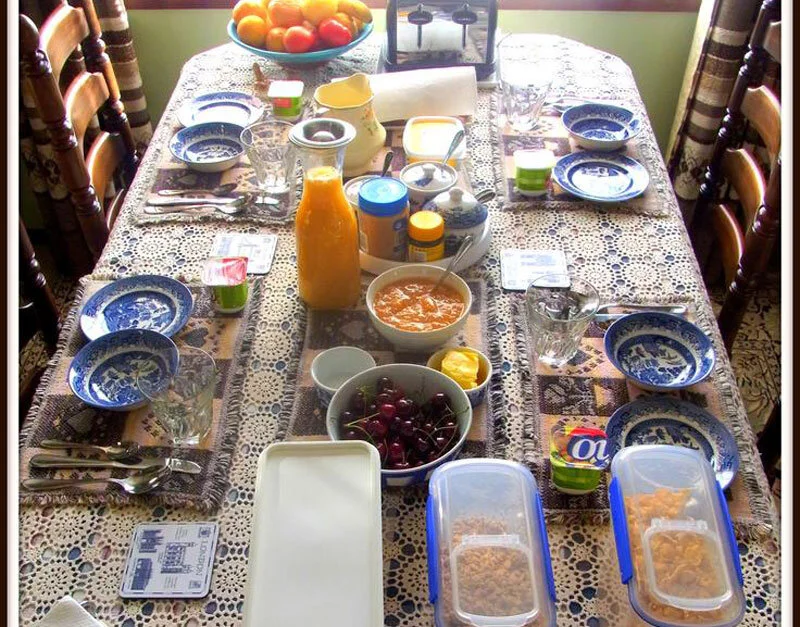 Lovely homemade breakfast prepared by hosts for guests each morning.