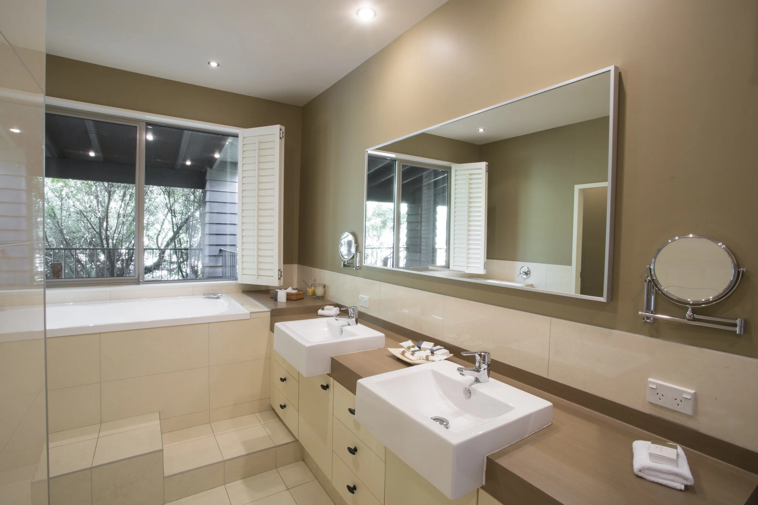 A large, private bathroom complete with double shower and a deep bath are perfect for soaking away the stresses of the day