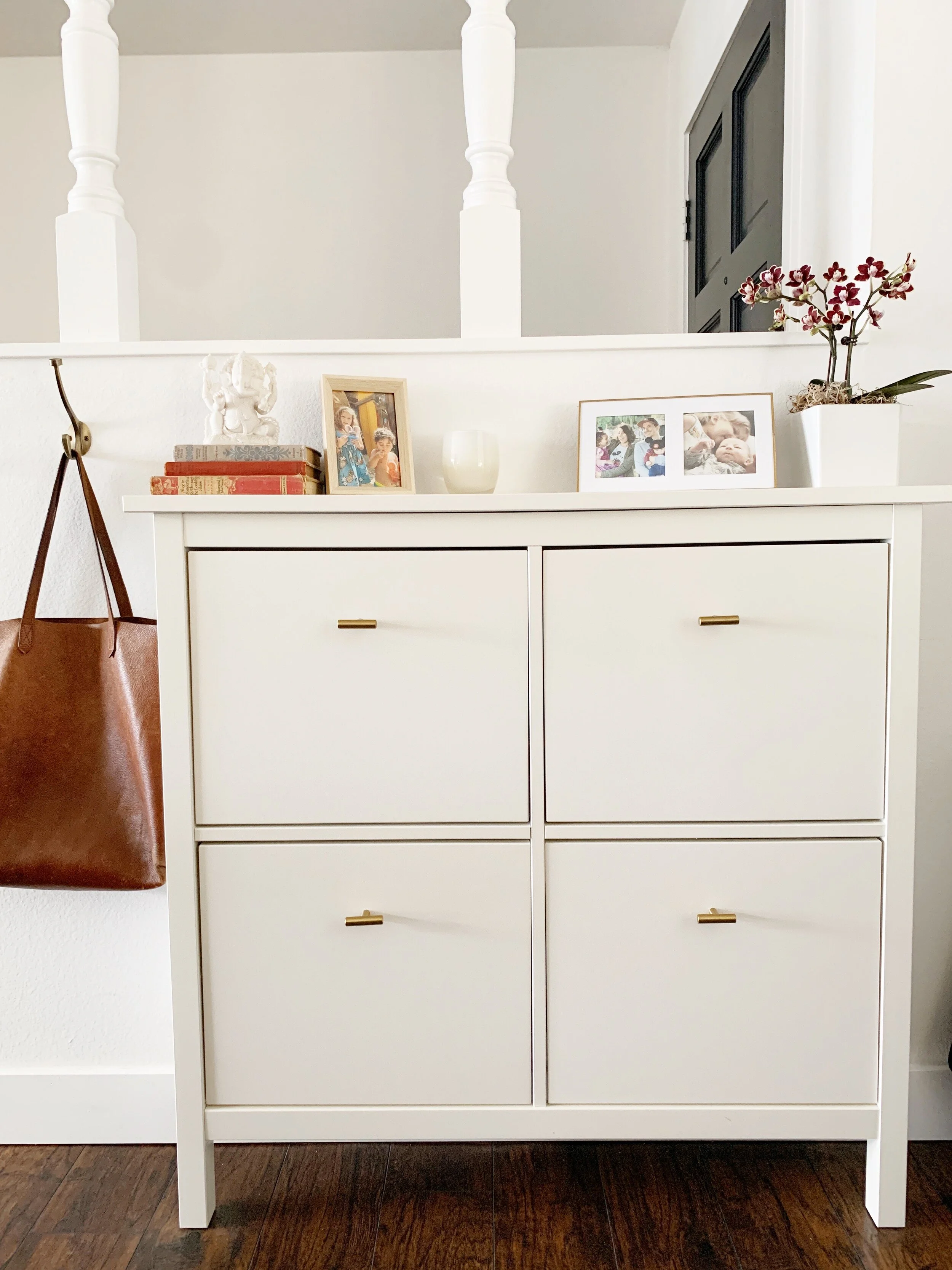 ikea white shoe cabinet on Ikea Hack Fresh Knobs To Update Hemnes Shoe Cabinet The Zen Bungalow