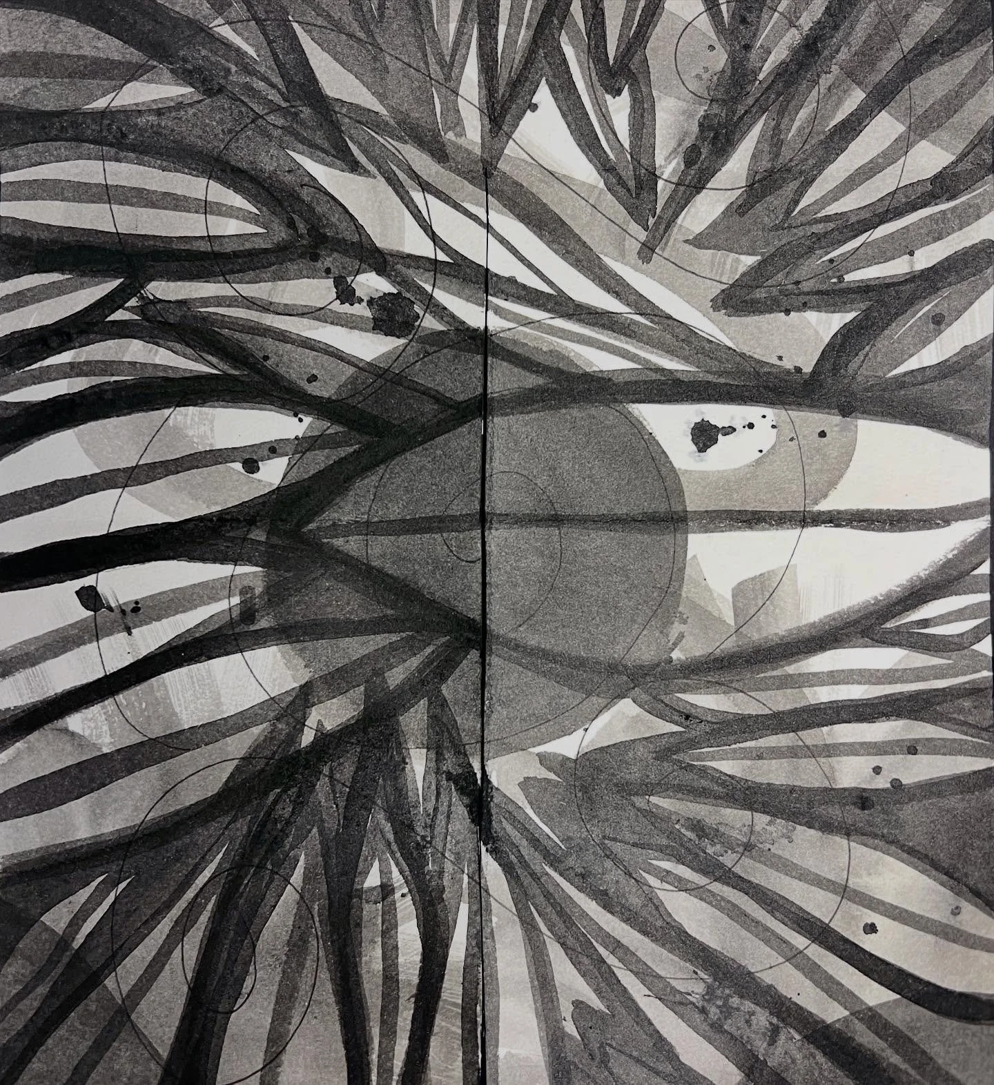 50 Shades of Grey !!!! 🖤 Inspired the monochrome nature sketchbooks of Helen Wells, we splashed and dribbled our way into these inky artworks! Creating a background of black and white and the many shades of grey between, we sliced and folded the pap