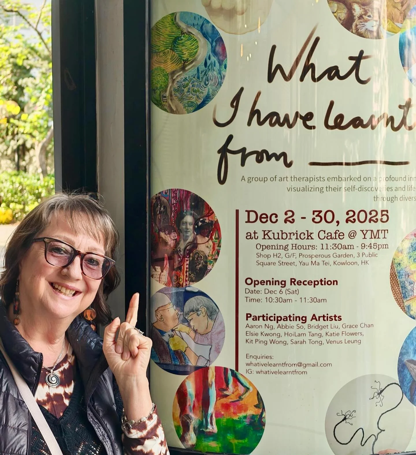 A rare moment! My own artwork on exhibit at the lovely Cafe Kubrick, Yau Ma  Tei this month. 10 Art Therapists joined together to share their own artworks on the theme &ldquo;What I have learned &hellip;&rdquo; I shared 3 mixed Media Pieces which rat