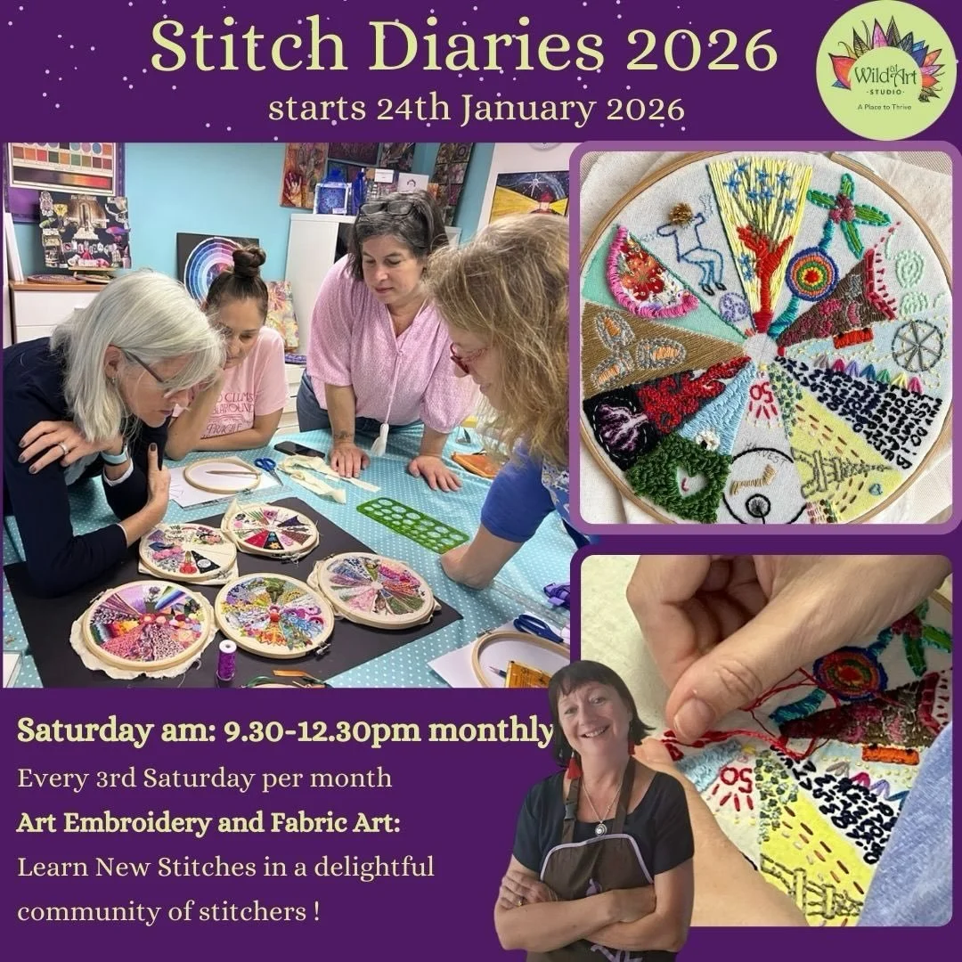 And here we are as the year turns, our 2025 Stitch hoops are completed and on Saturday 24th we prepare for a whole new year of stitching ahead ! So exciting , some people follow the 12 moths of the year, using Art Embroidery to illustrate an event, o
