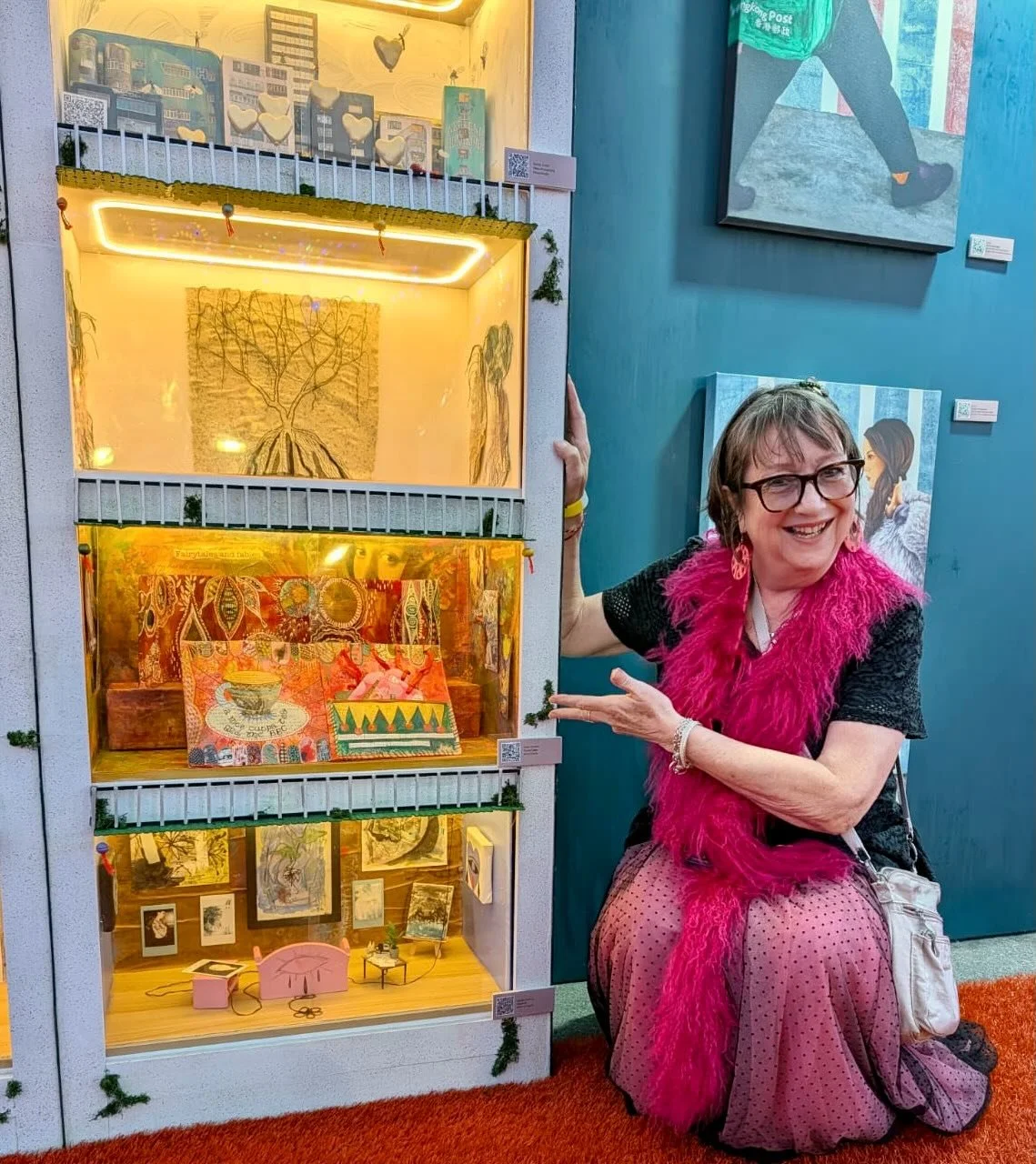 Well, it&rsquo;s my birthday so I&rsquo;ll shout if I want to! Here I am beside my &ldquo;Tiny Museum&rdquo; featured at the AIA Art Wall. Conceived and curated by the the amazing @juliepetris_art of @artfutureclub the wall provides a gorgeous creati