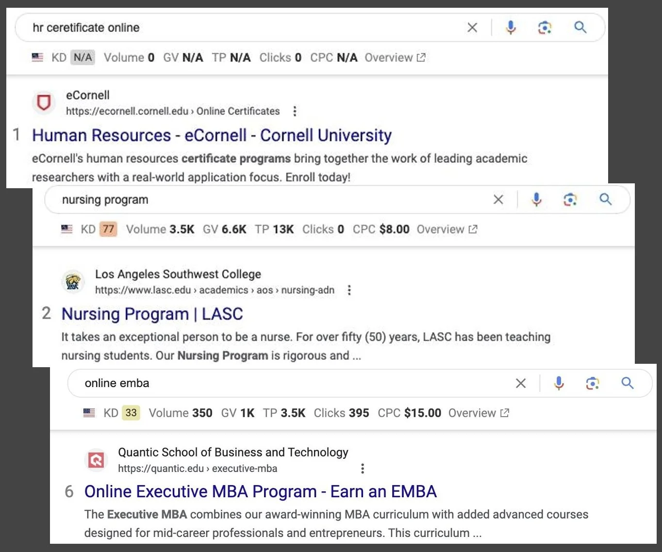 Higher Education Landing Page SEO