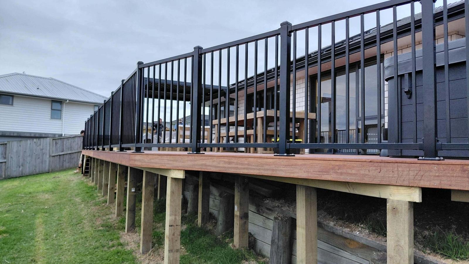 View of new deck showing storage space underneath