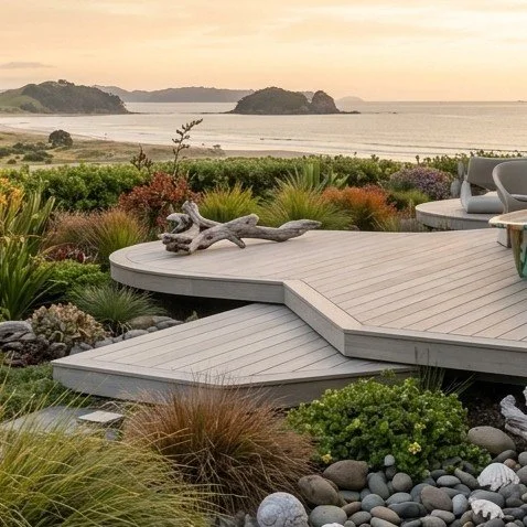 floating deck by the ocean
