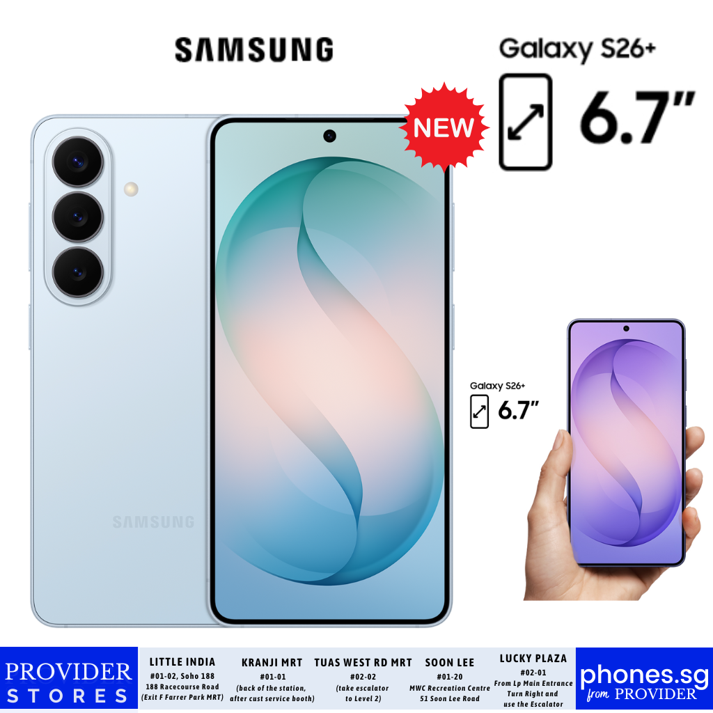 NEW 6.7-inch  Samsung Galaxy S26+ 5G Dynamic AMOLED 2X, FHD+ (50MP + 10MP Telephoto + 12MP Ultrawide / 120Hz FHD+ ) Mobile Phone - Singapore Warranty
