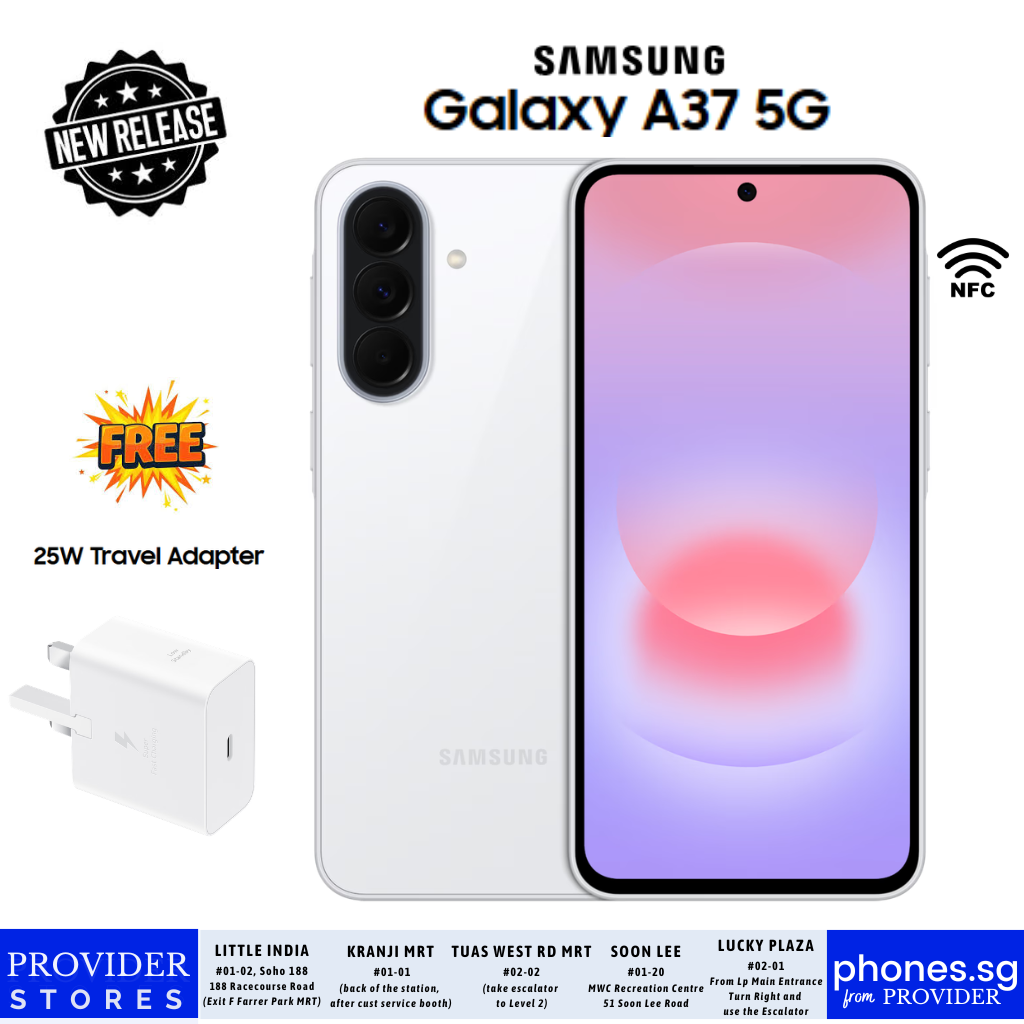 Samsung Galaxy A37 5G (8GB RAM / 256GB Storage/ 50MP Rear Camera/ 12MP Selfie Camera/ 120Hz FHD+ Super AMOLED) Smartphone - SG Warranty w/ Free* Samsung T2510 Charger  (*till stocks last)