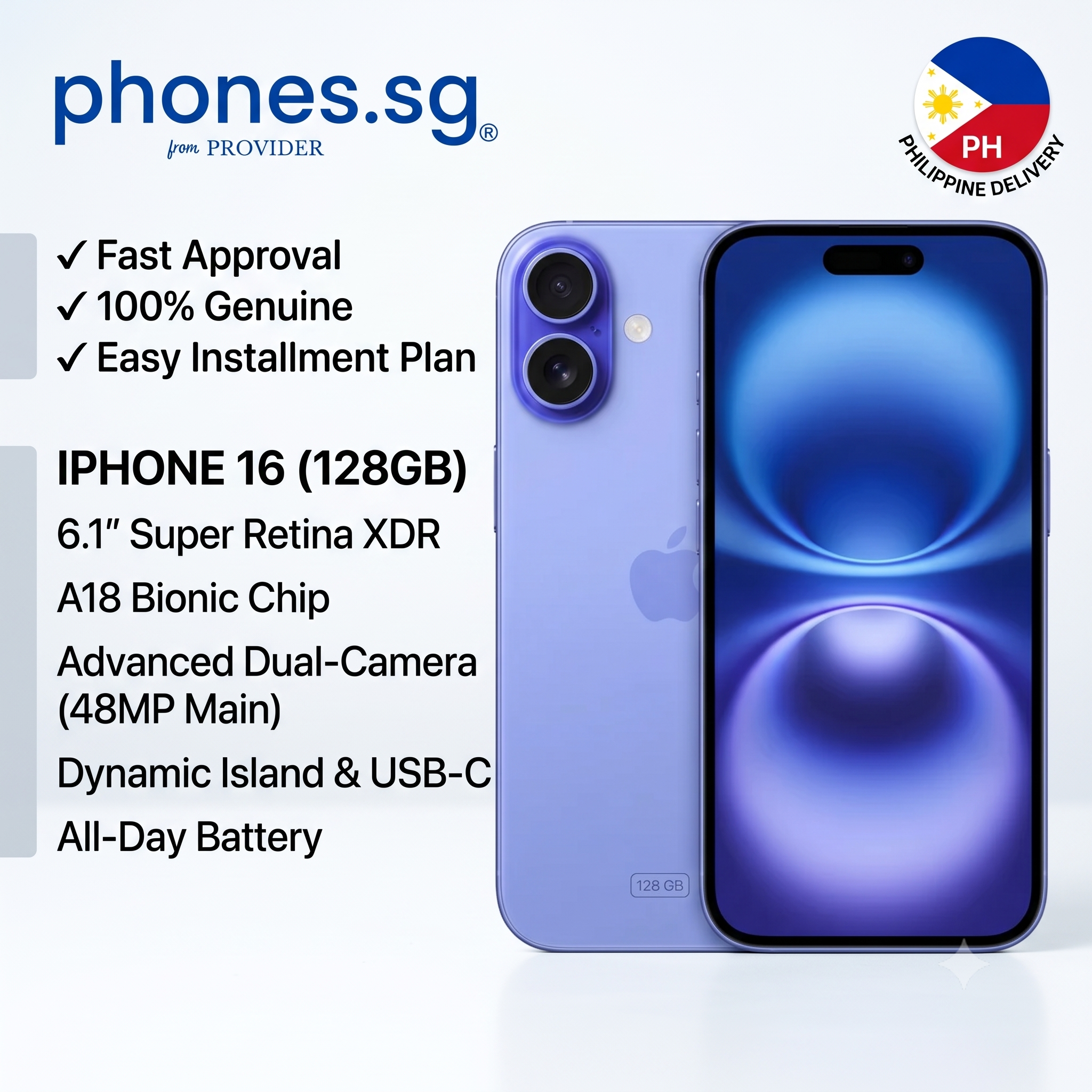 Apple iPhone 16 - 6.1-inch display, 128GB Smartphone - Philippine Delivery & Warranty