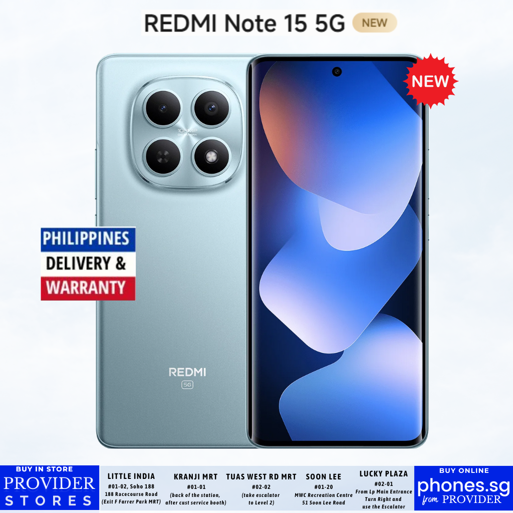 Redmi Note 15 5G (8GB +8GB Extended RAM/ 256GB Storage/ 108MP Rear Camera/ 120Hz + AMOLED) Mobile Phone - Philippine Warranty