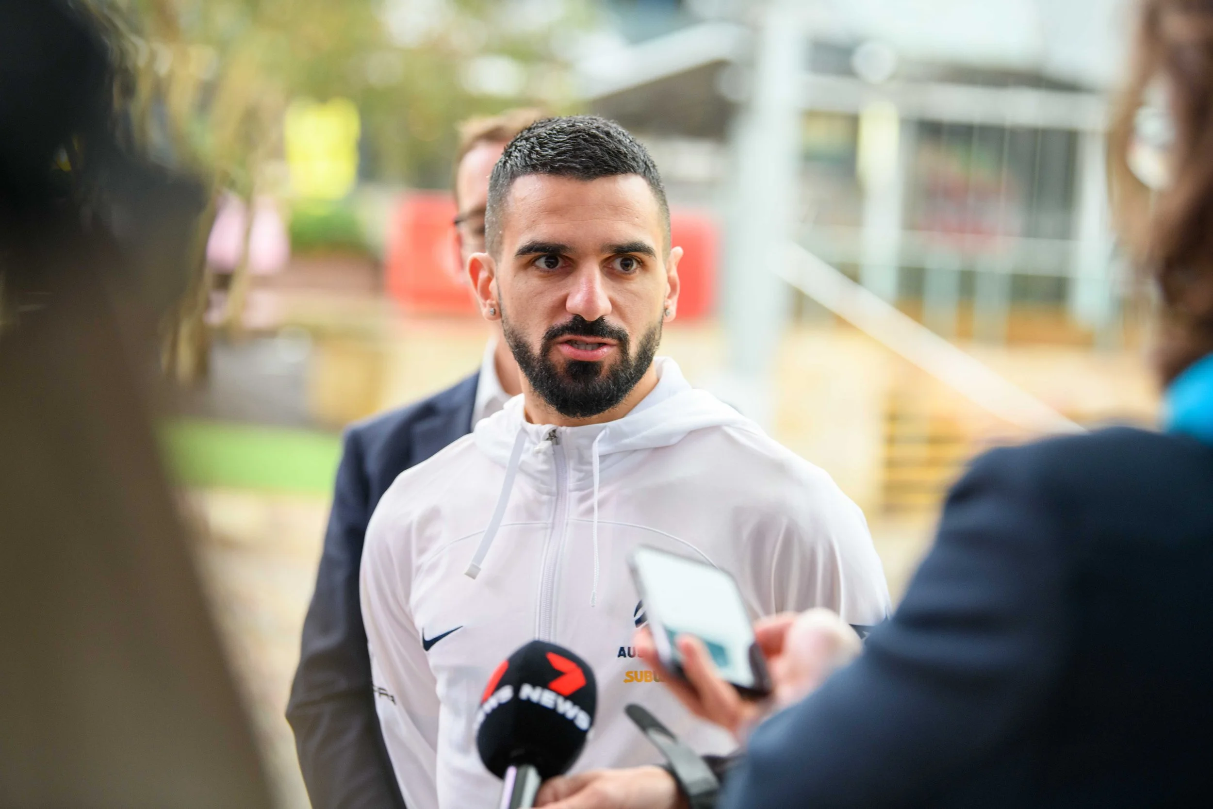 Aziz Behich | Football Australia | Subway Socceroos Media Call | Main Stage, Federation Square, Melbourne | March 27, 2023