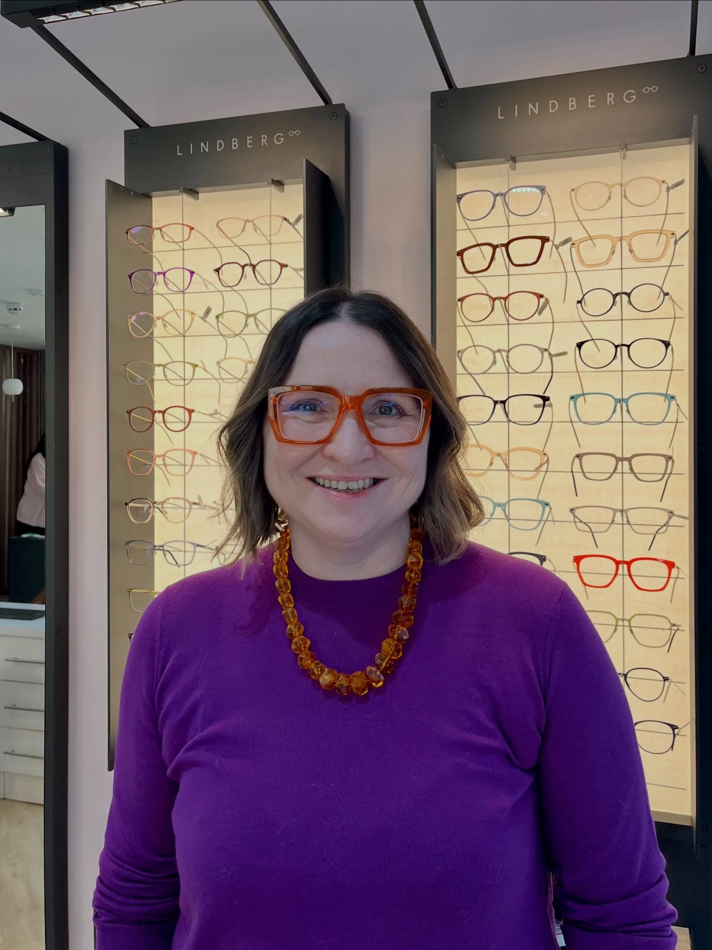 Marie&rsquo;s new orange frames are an instant mood booster 😍 Bold, vibrant, and totally her 🧡 We are obsessed #optician #kirkandkirkeyewear #orangeglasses