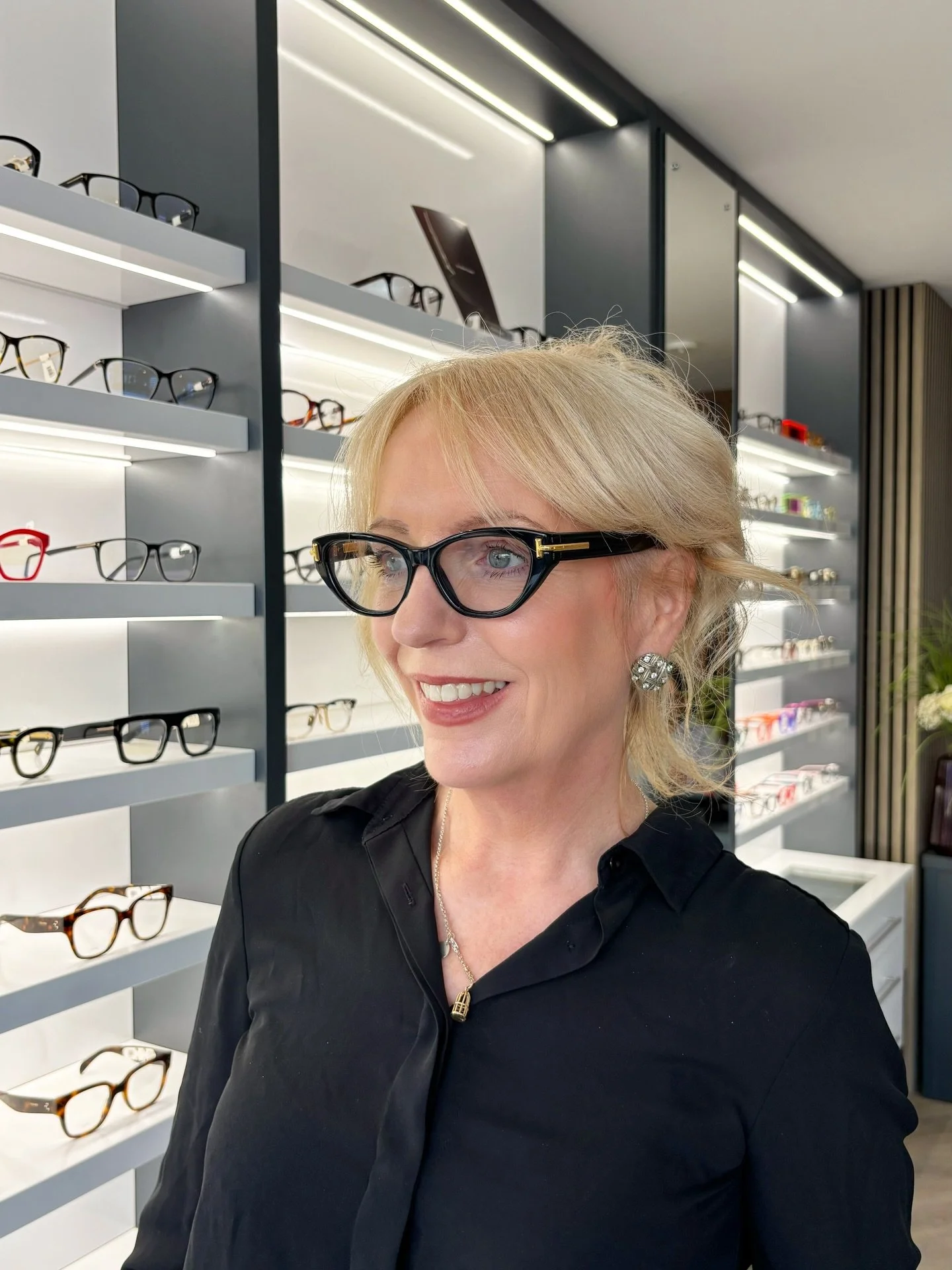 Emma wearing her Tom Ford icon frames 😍 The narrow frames have made a come back 🫶🏼 #Tomford #tomfordiconcollection #optician