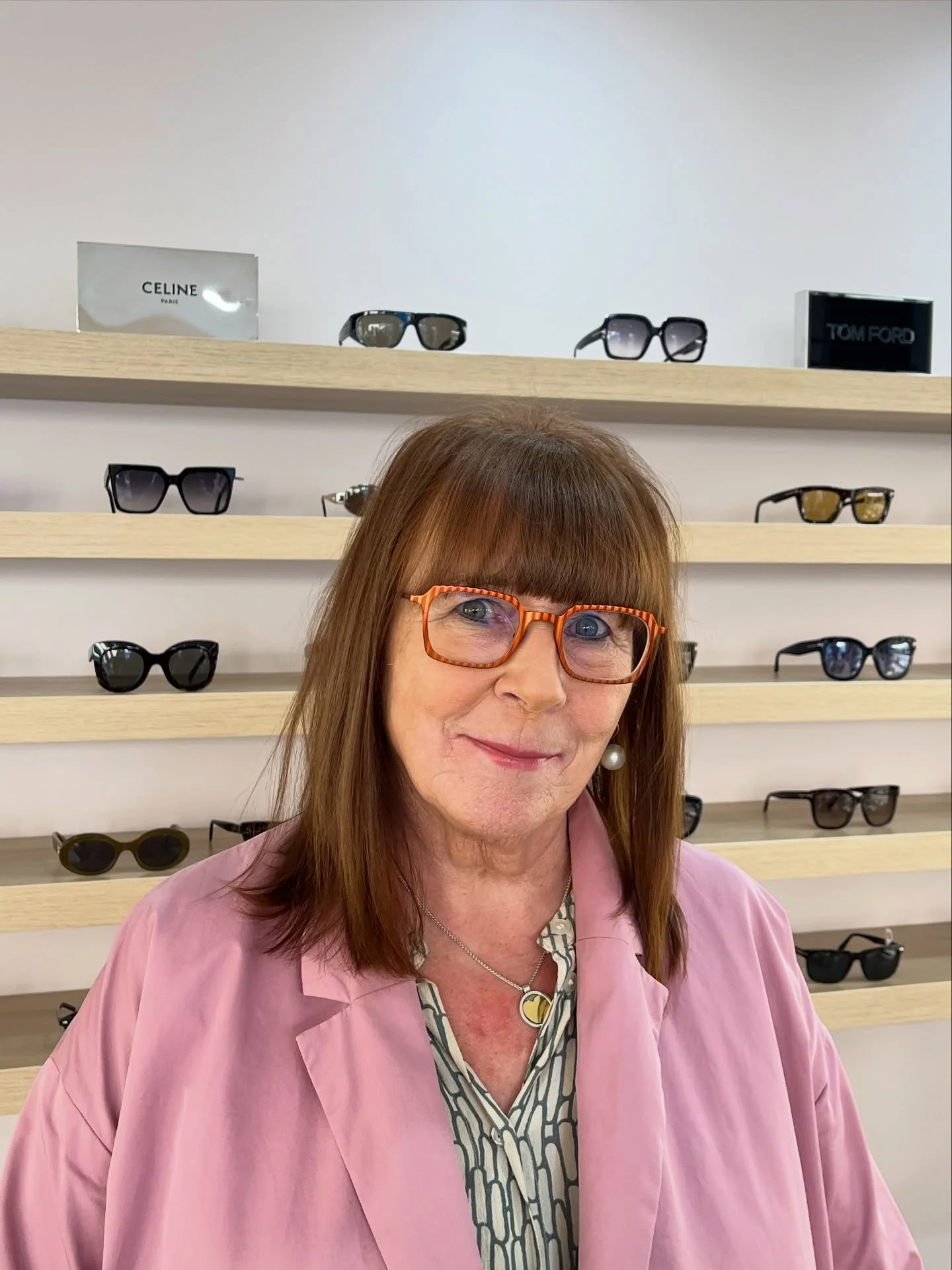 How amazing are Sineads new LA Eyeworks frame on her 😍 The orange is just great with her colouring 🧡#optician #laeyeworks #blackrock #designereyewear