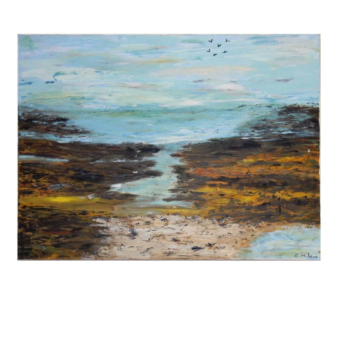 &lsquo;Coastal View&rsquo; on display at the RIBA award winning office space, Alison Business Centre, Sheffield. Acrylic on canvas. .
.
#coastal #landscape #summer #alisonbusinesscentre #riba #awardwinningsrchitecture #manordevelopment #coolcolours #