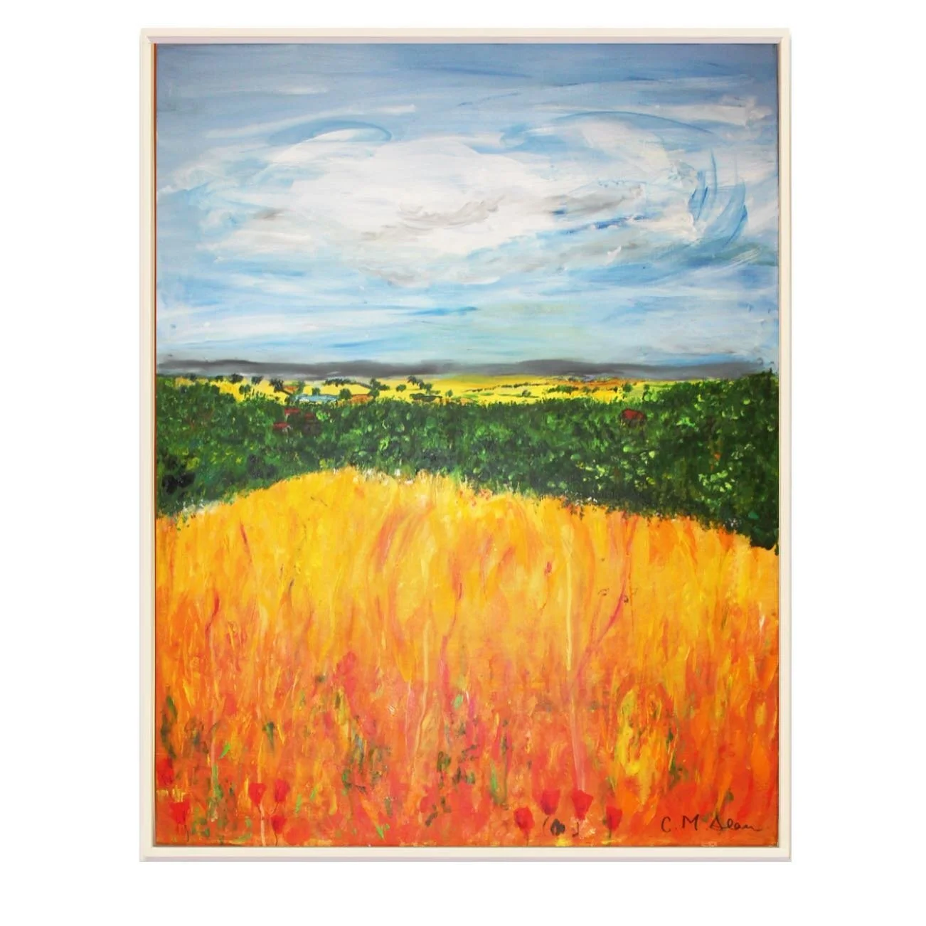 &lsquo;Summer Landscape&rsquo; at the RIBA award winning office space, Alison Business Centre, Sheffield. Acrylic on canvas. .
.
#hotsummer #landscape #summer #alisonbusinesscentre #riba #awardwinningsrchitecture #manordevelopment