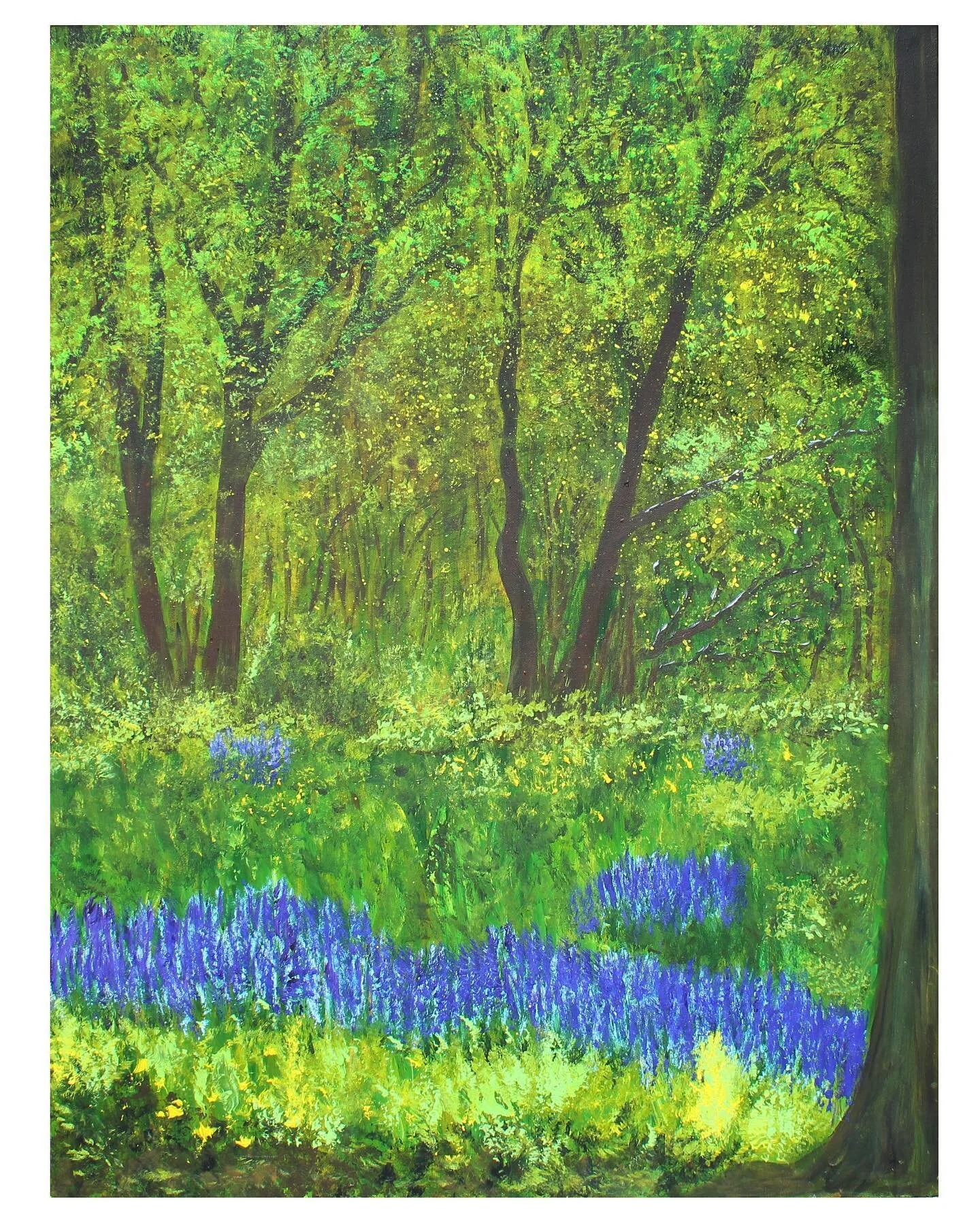 &lsquo;Bluebell Wood in Yorkshire' Acrylic on canvas. Unframed. Width 76cm x Height 101cm. .
.
#cathydeanpainter #bluebellwood #sheffieldartist #acrylicpainter #bluebells #woodland #landscapepainter