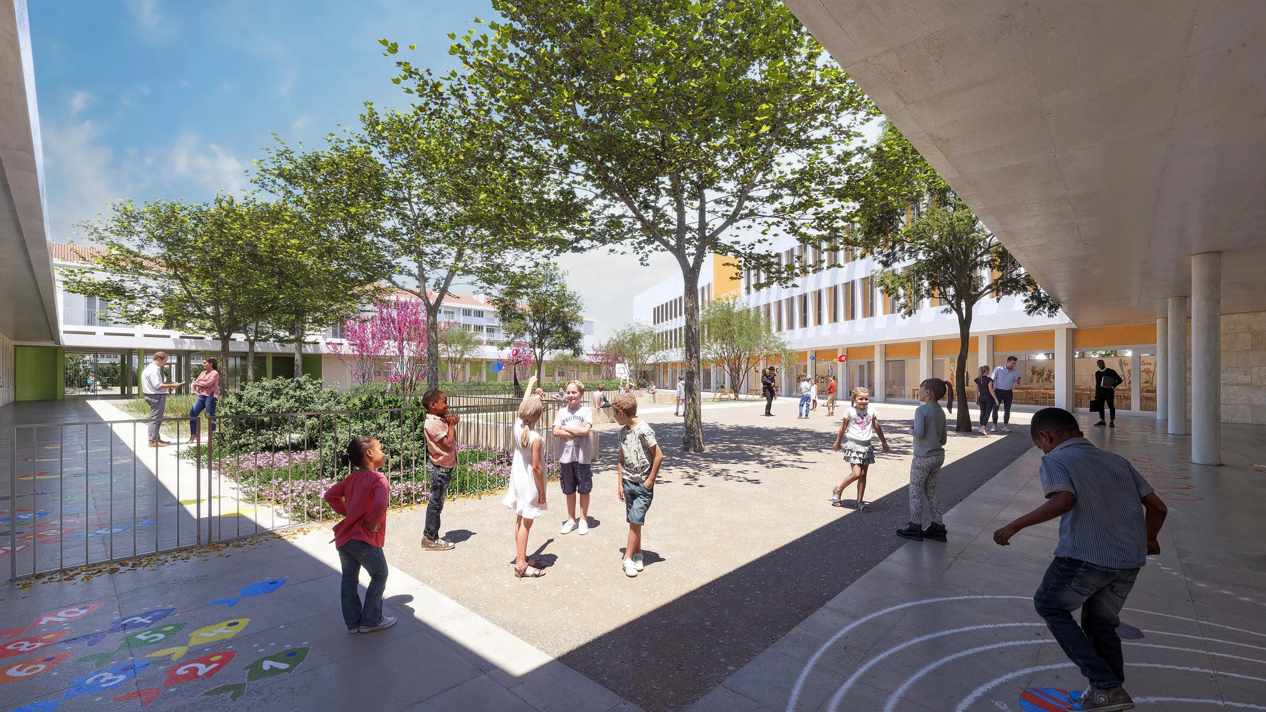 B.3.g - Perspective montrant le groupe scolaire depuis l'intérieur de la parcelle.jpg