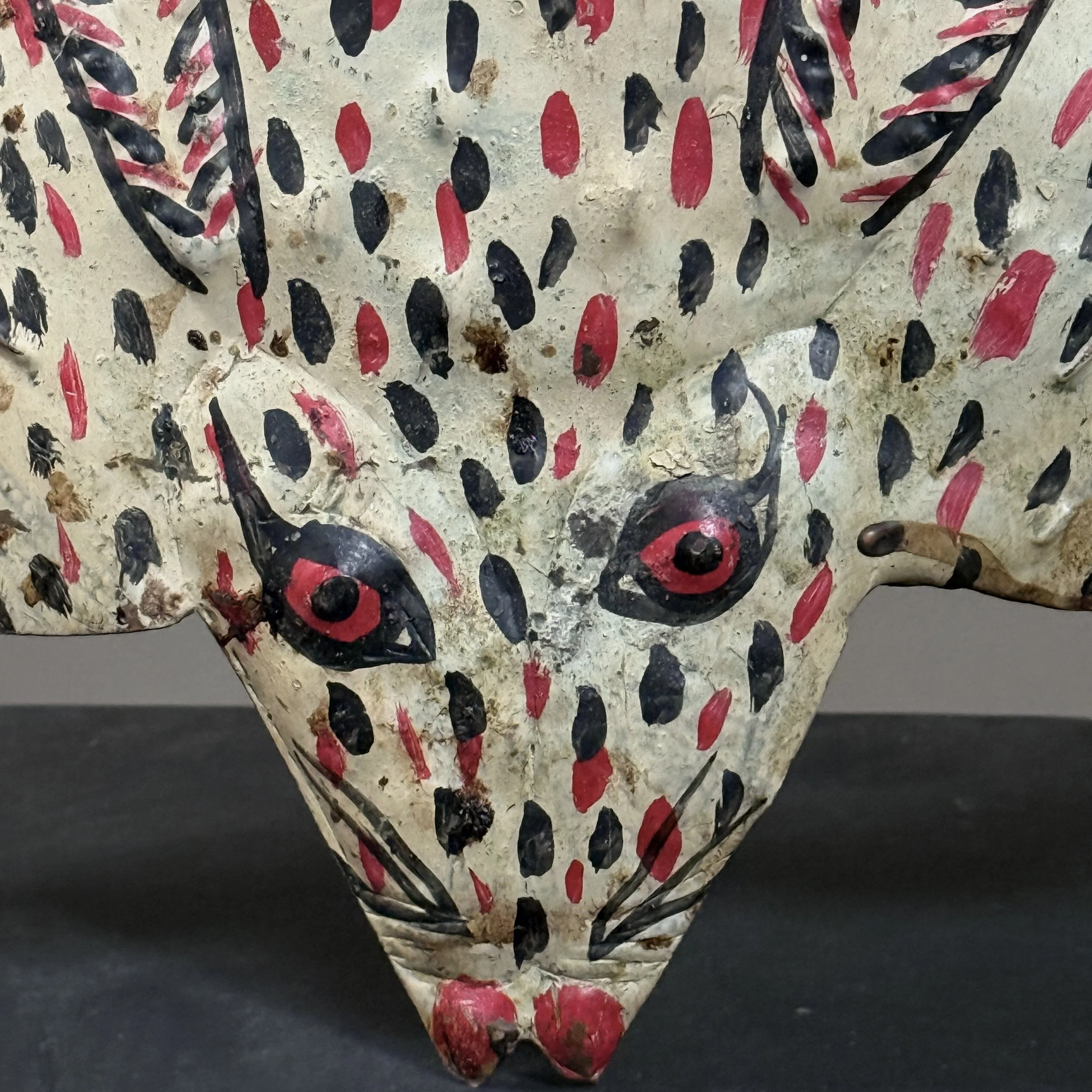 Guerrero polychrome mask depicting hybrid rabbit and female figure