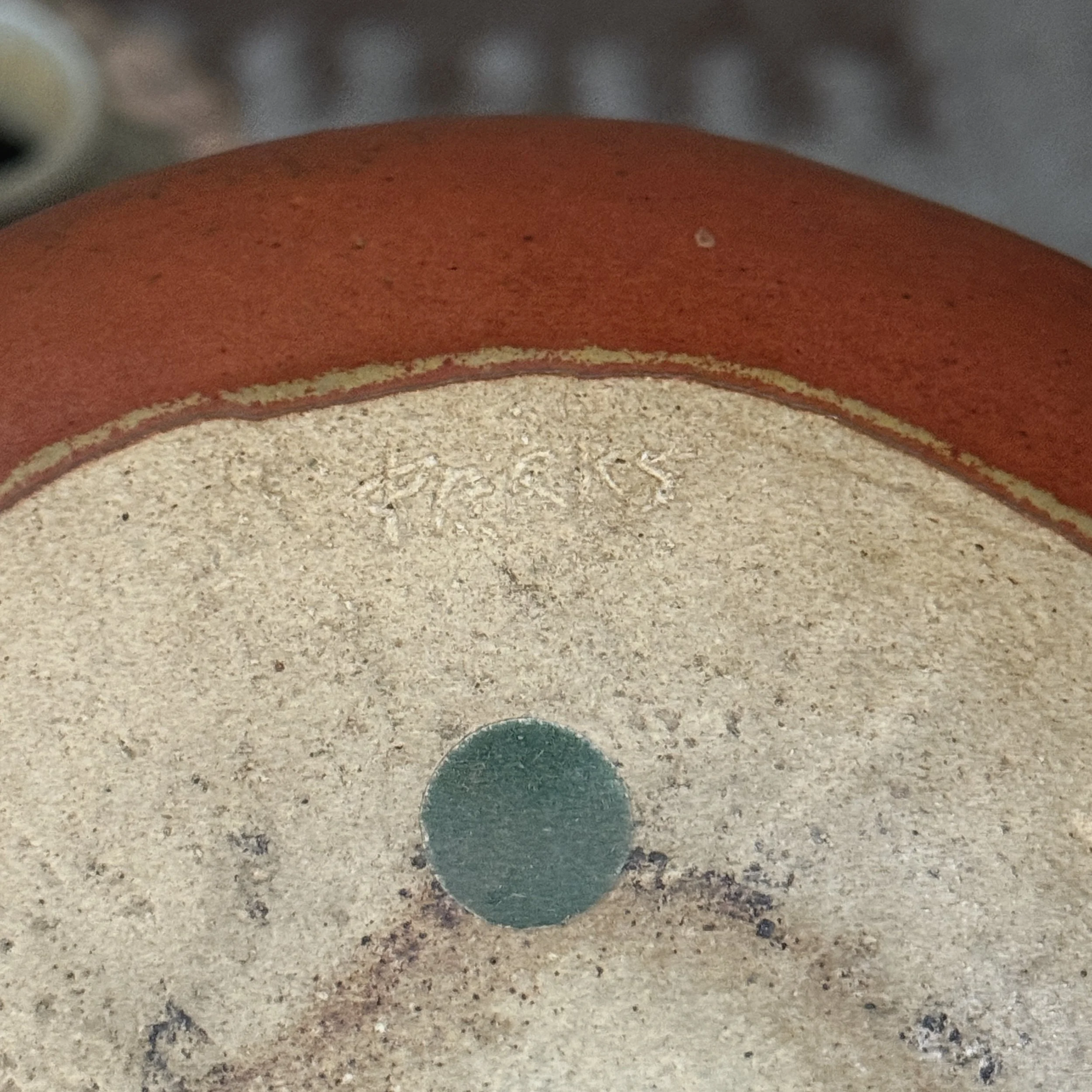 Signature on underside of Isabel Parks ceramic sculpture