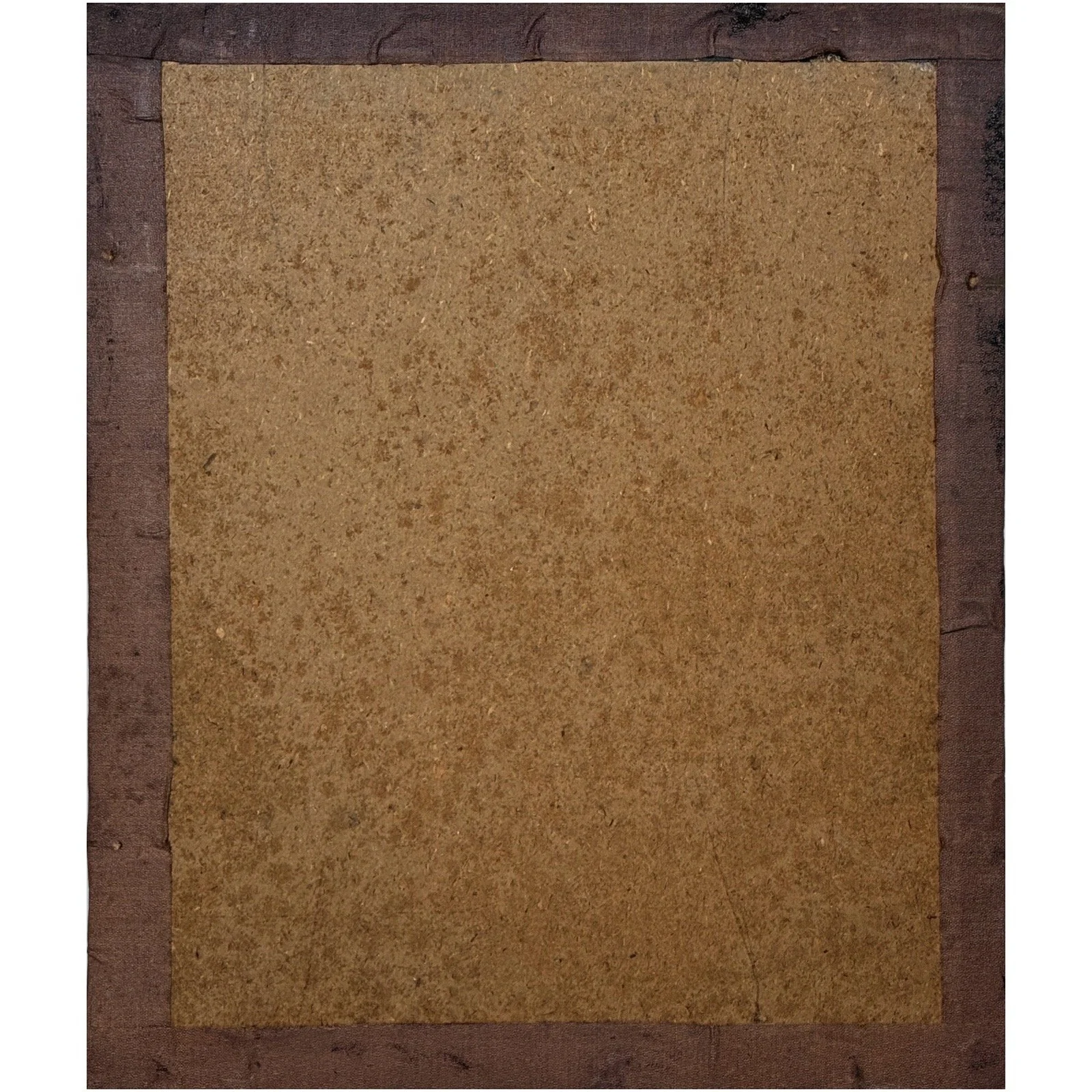 The unframed back of the portrait, showing its plain backing board.