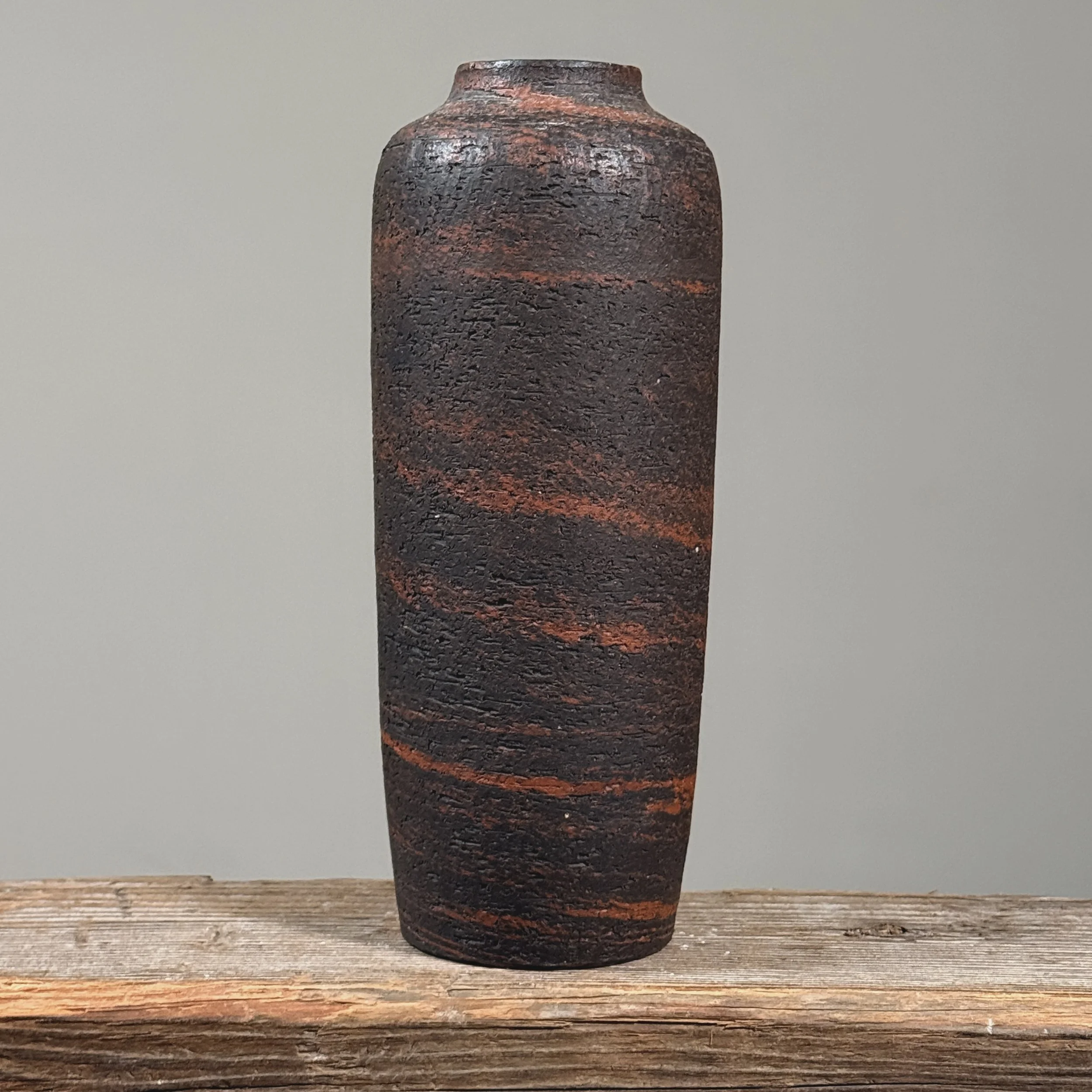 Gunnar Nylund for Nymølle stoneware vase, mid-century modern, textured bark glaze