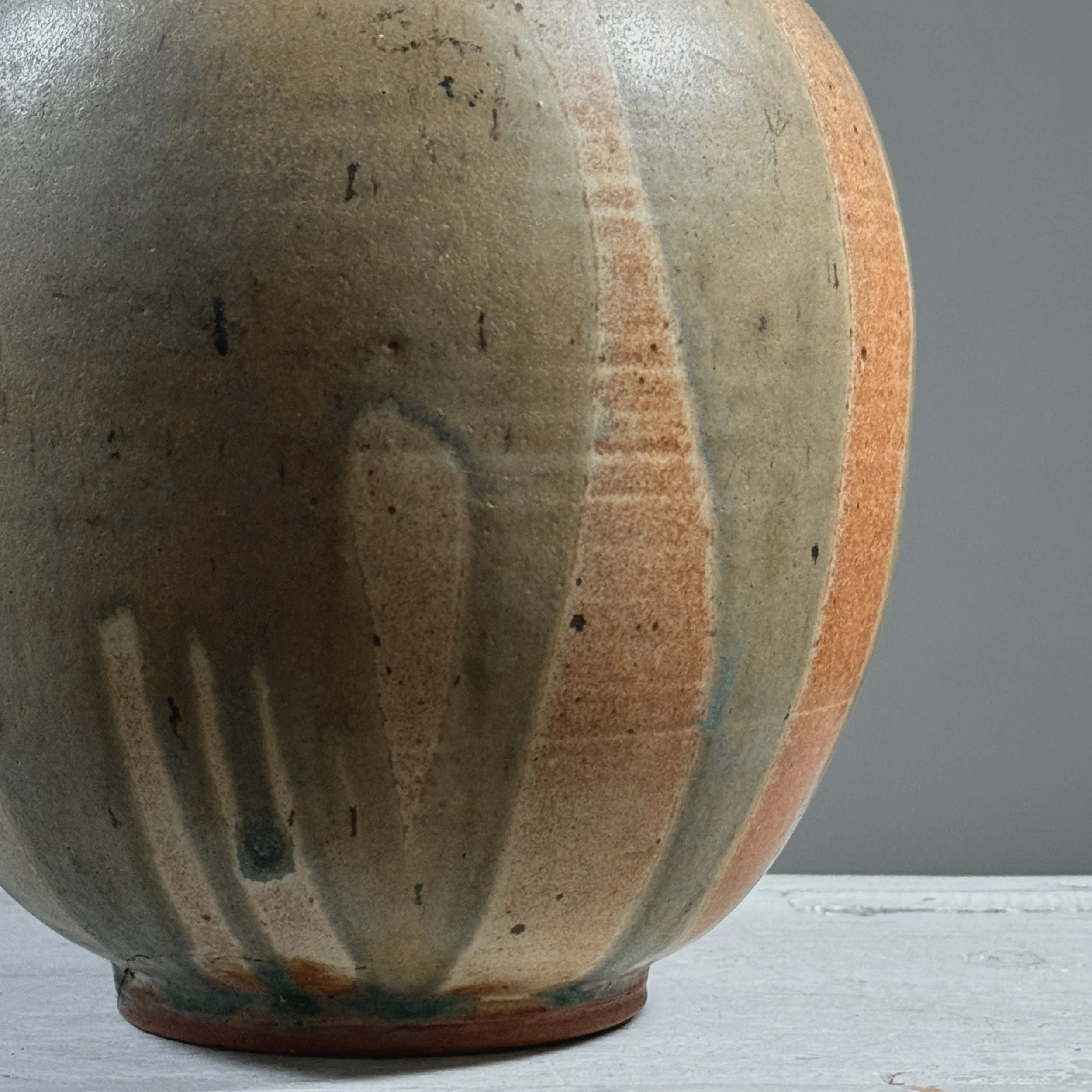 Vintage Danish Abstract Modern drip glazed ceramic vase, signed
