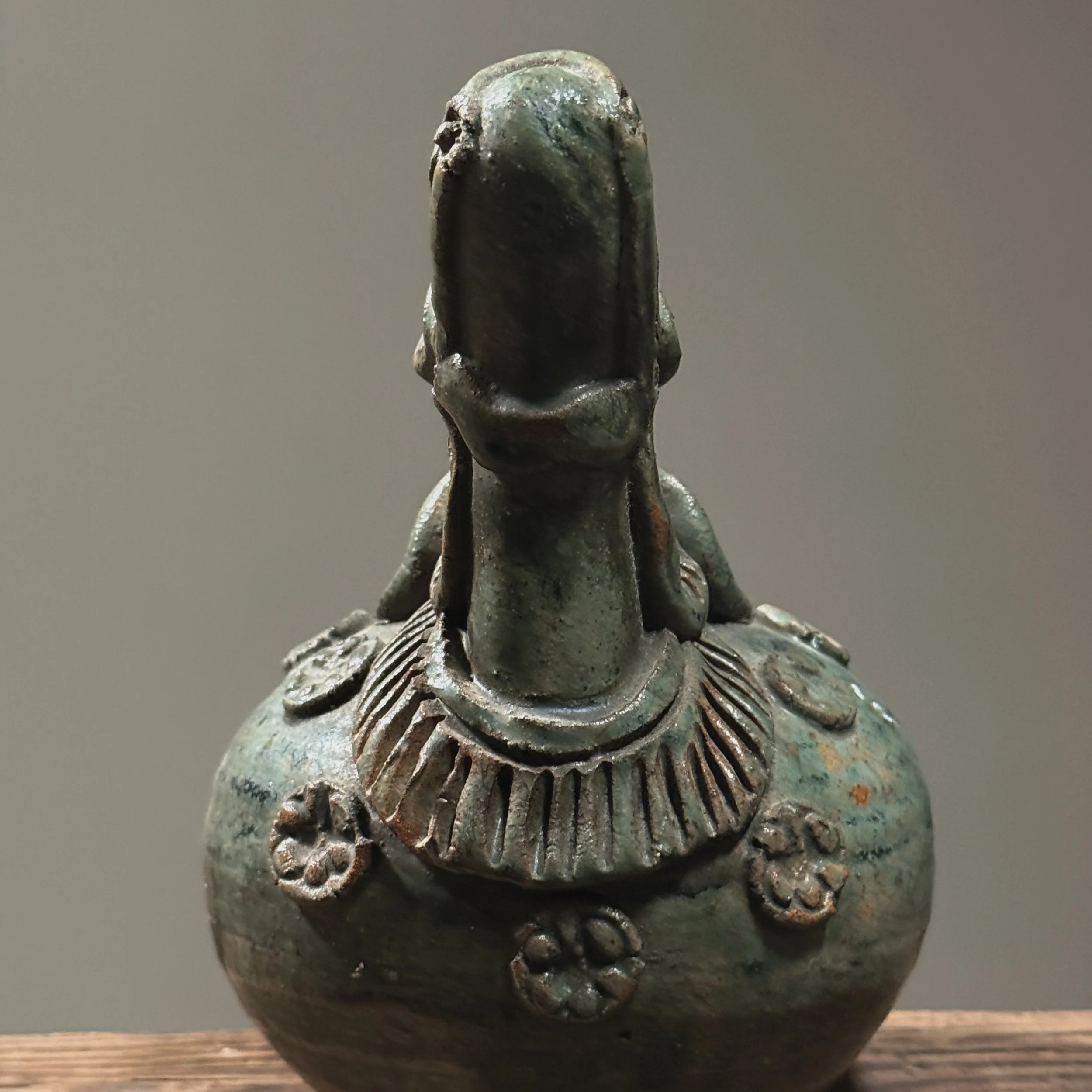 Close-up of glaze. Ceramic finish. Zuni style decoration.
