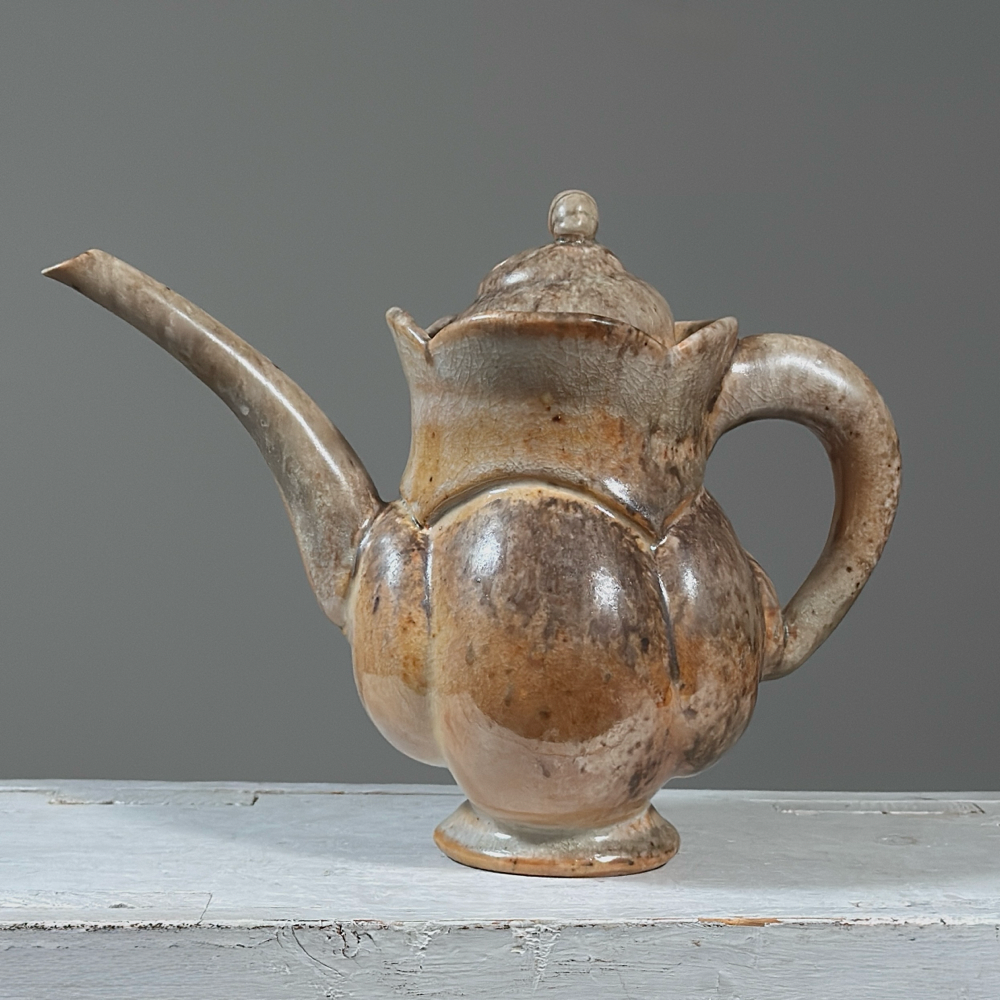 Vintage Wood Fired Crackle Glaze Postmodernist Teapot by Henry Tanaka