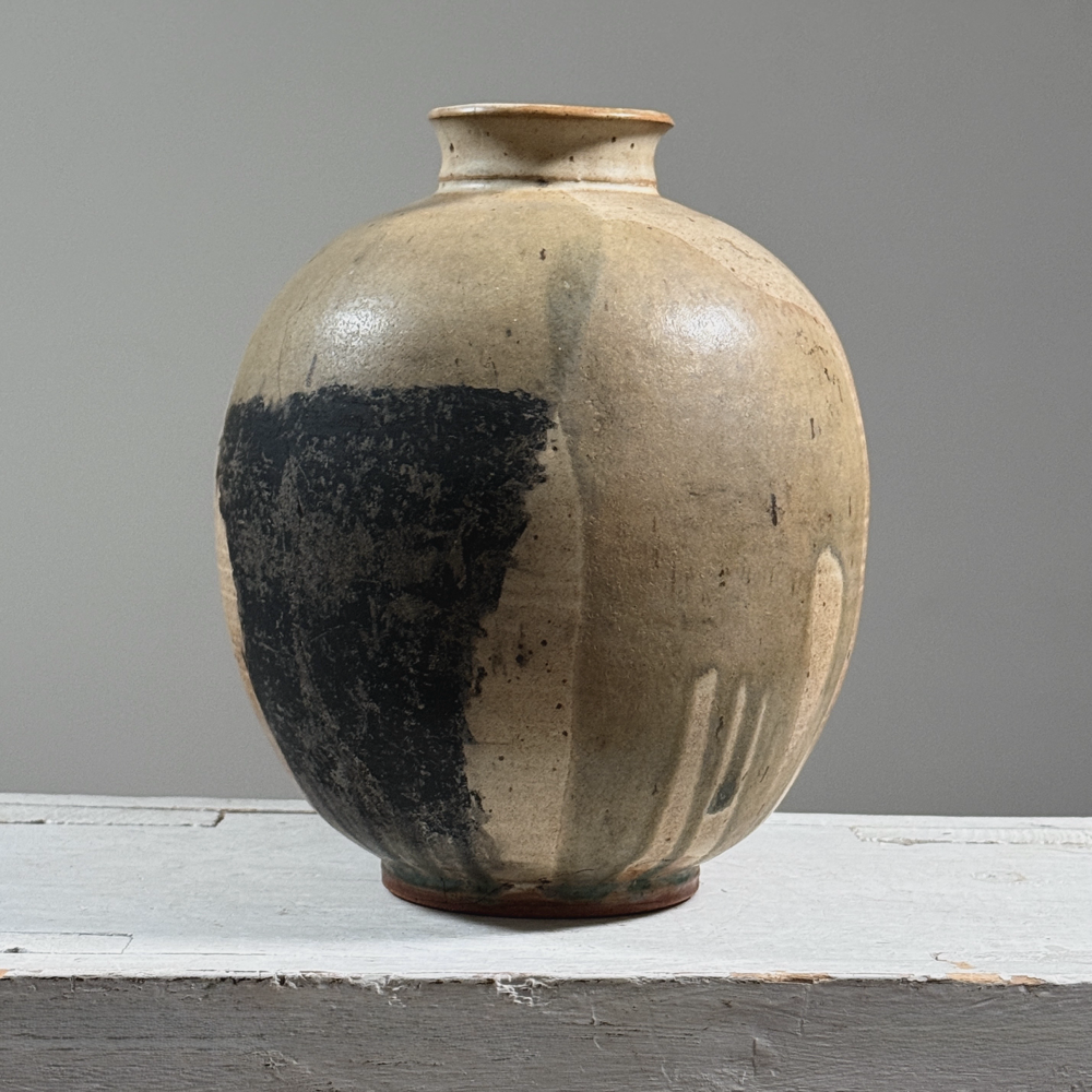 Vintage Danish Abstract Modern Drip Glazed Ceramic Vase, Signed
