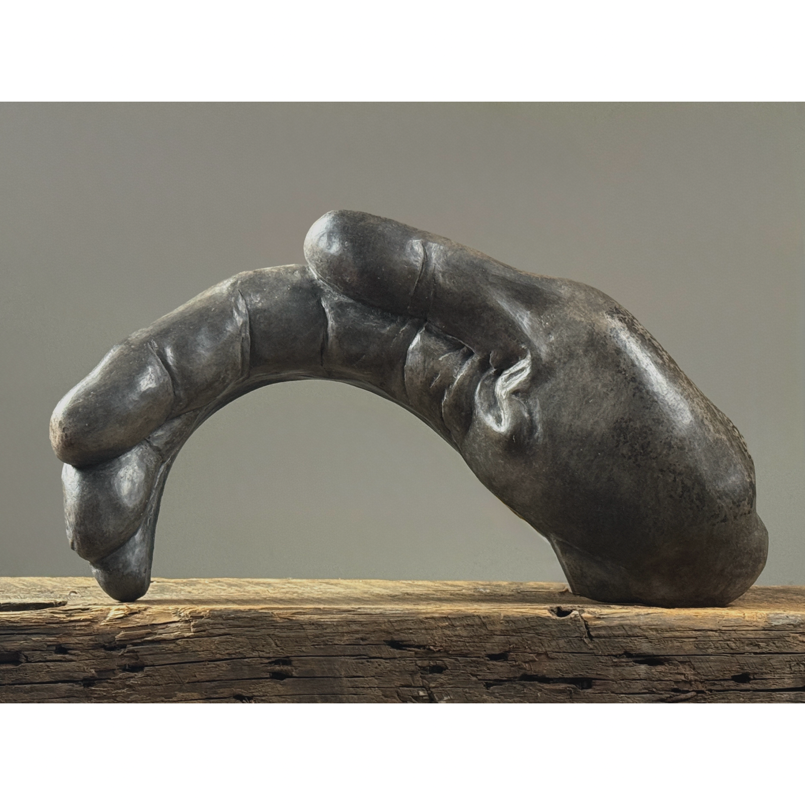 Vintage oversized Modernist raku fired hand sculpture