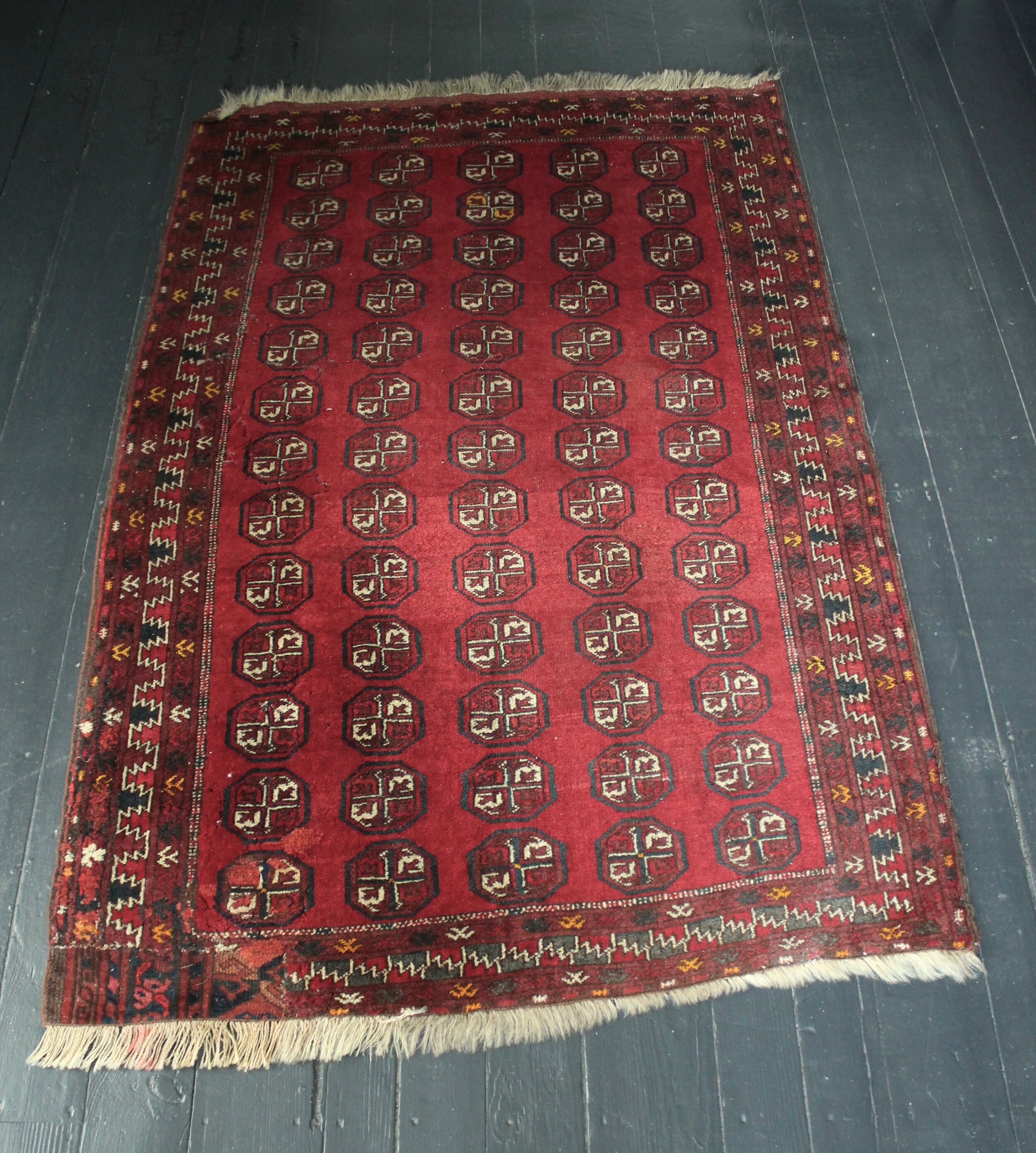 Antique Red Turkmen Rug 3.5' x 5.3'